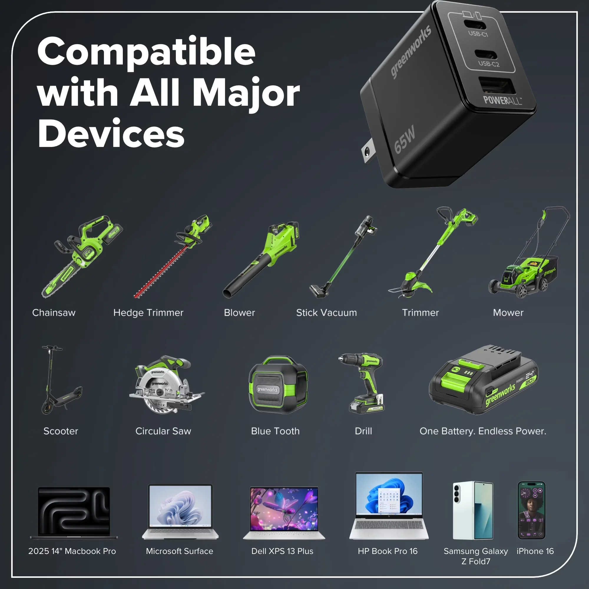 Essential Drills Driver with Battery, 65W, 24V Cordless Brushless 4PCs Combo - Green Model 8FB4B4