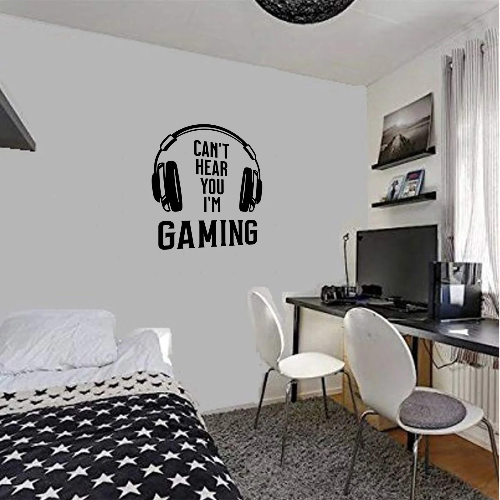 Sleek Wallpaper Wall Decals Wall Covering with Flexible, No Drilling Required, Peel and Stick DIY Art Gamer Room Decor - Pvc Black Model A20762