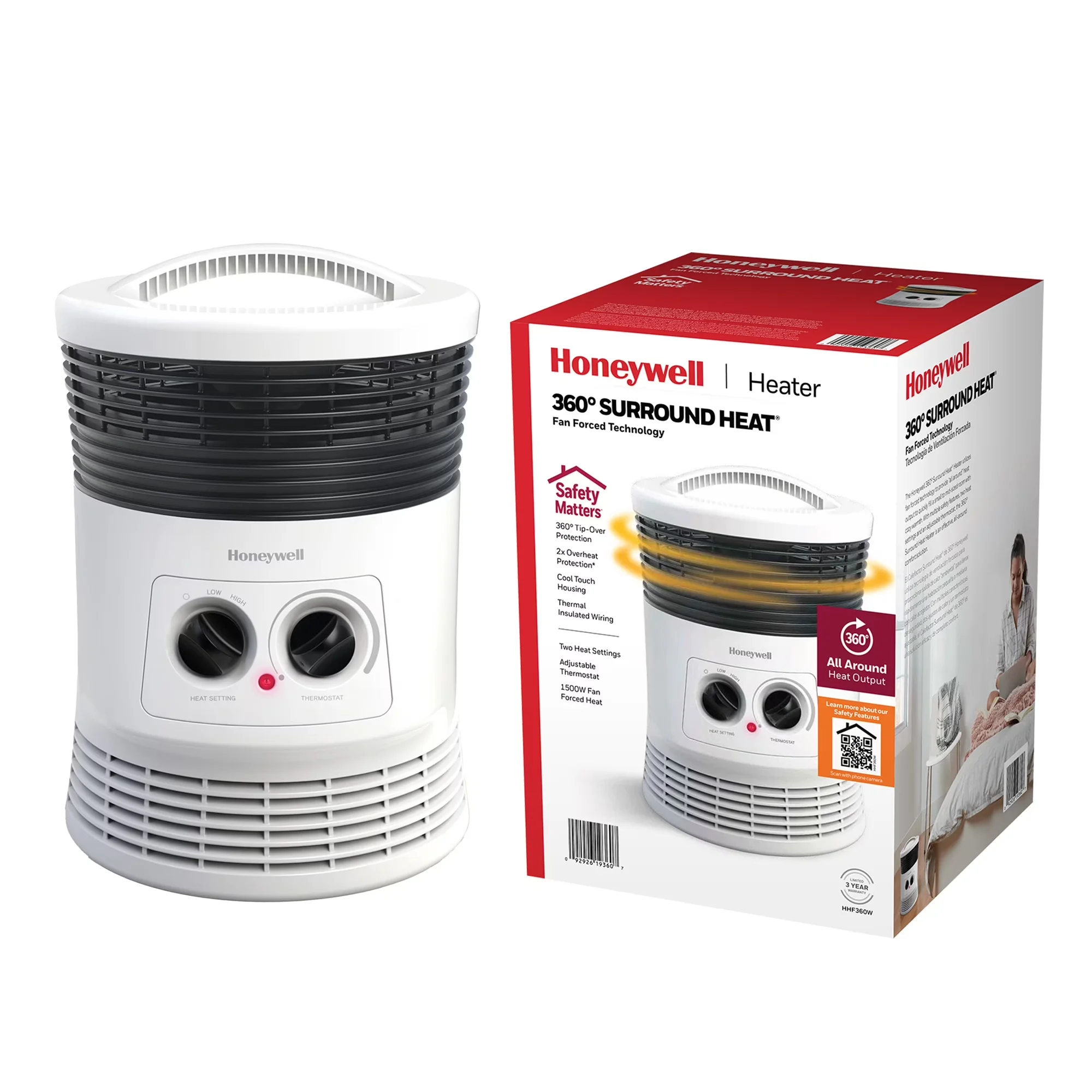 Versatile Portable And Electric Space Heater with Temperature Controlled, Automatic Shutoff, 360 Surround for Indoor, Small - Model 9FCEB0