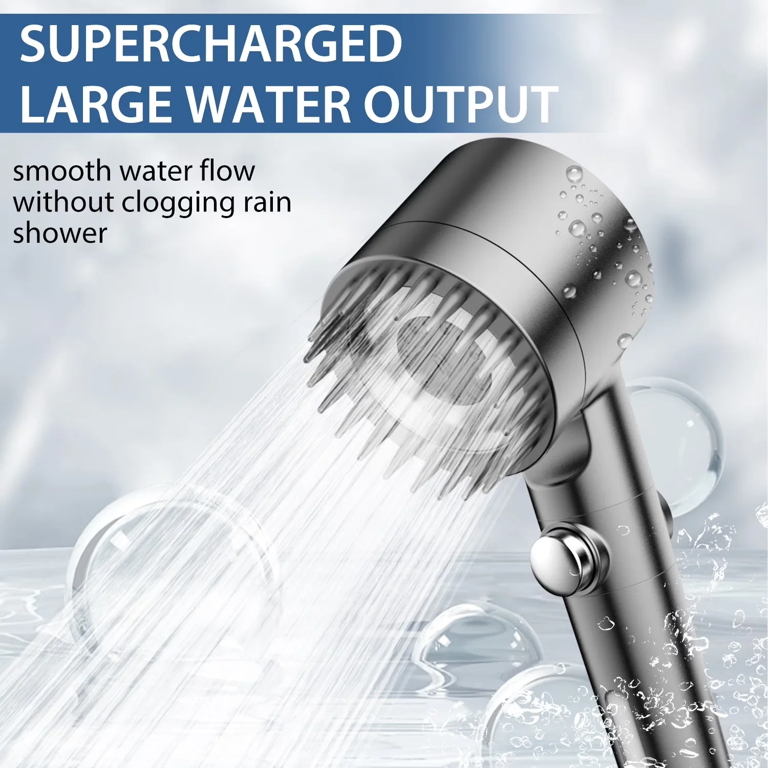 Quality Shower Head with Fade Resistant, Easy Release, Filtered - Gray Stainless Steel Model DB3880