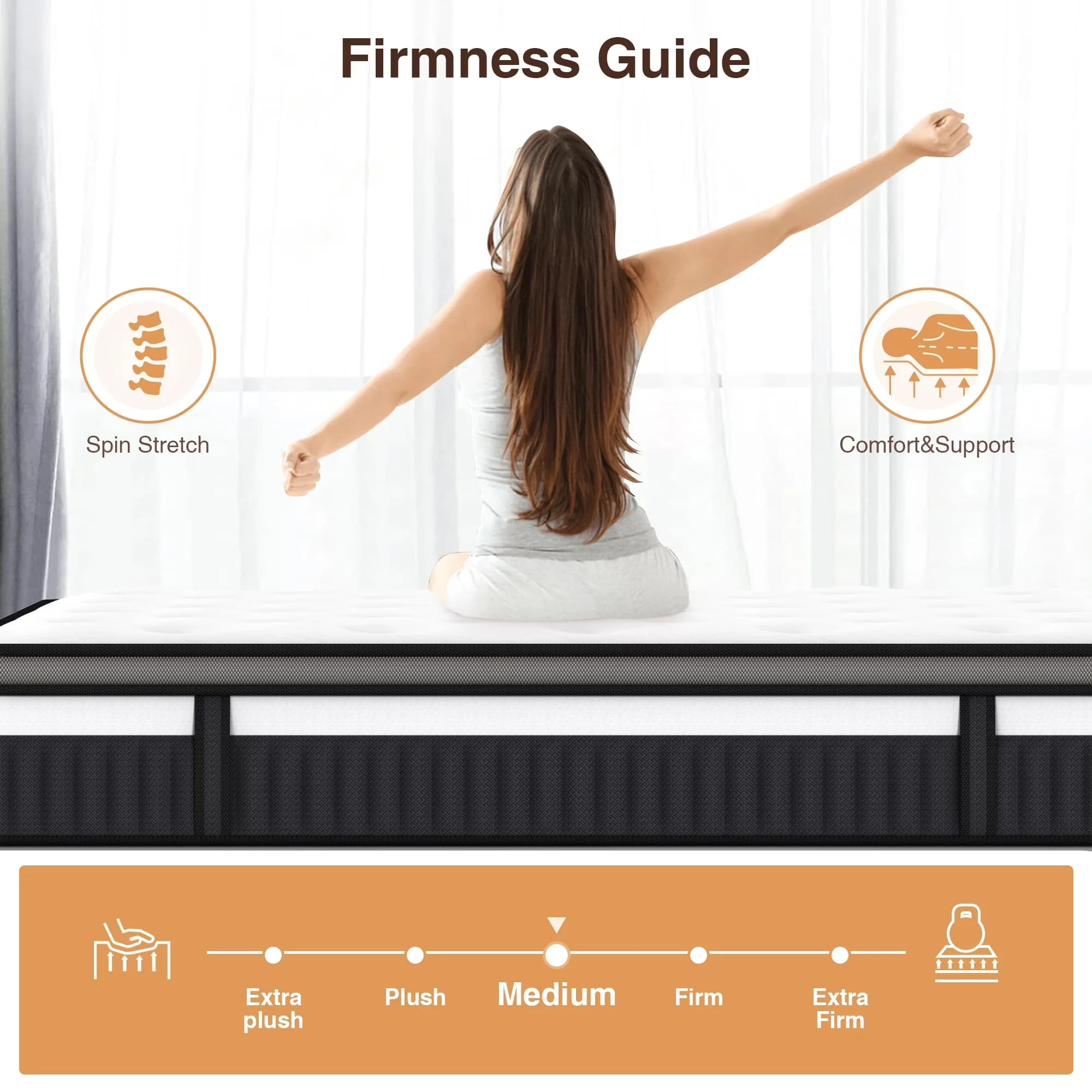 Reliable Mattresses Accessory with Mattress-In-A-Box, King Size Mattress, 14in Gel Memory Foam Mattress - White 3D Knitting Fabric Model D5E851