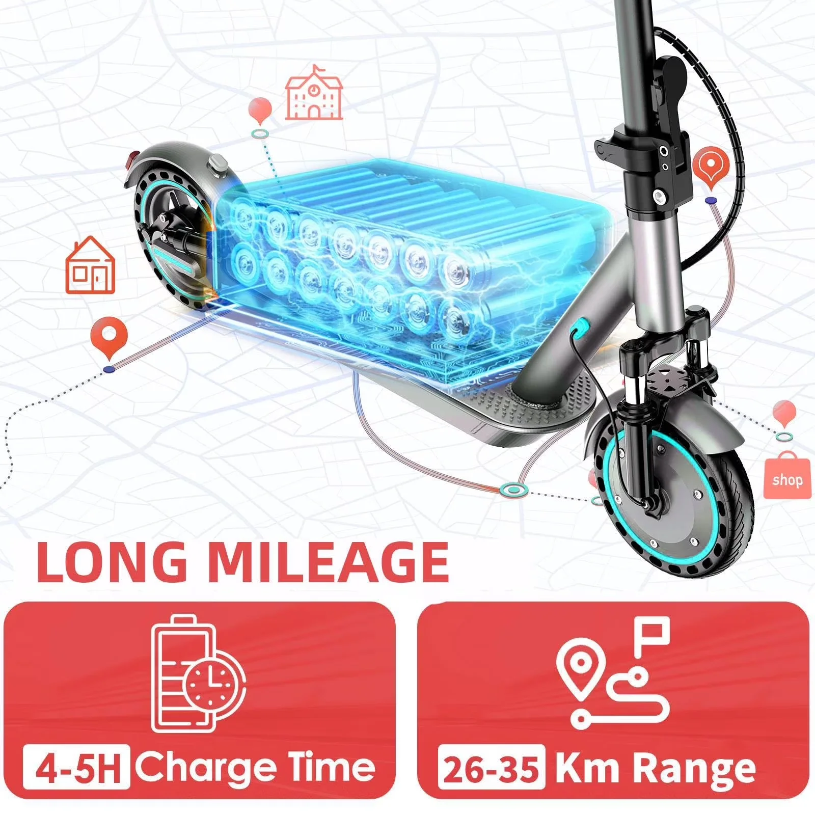 Efficient Scooter with Portable, Foldable, Electric 10.5Ah - Steel Blue Model EDDCE0