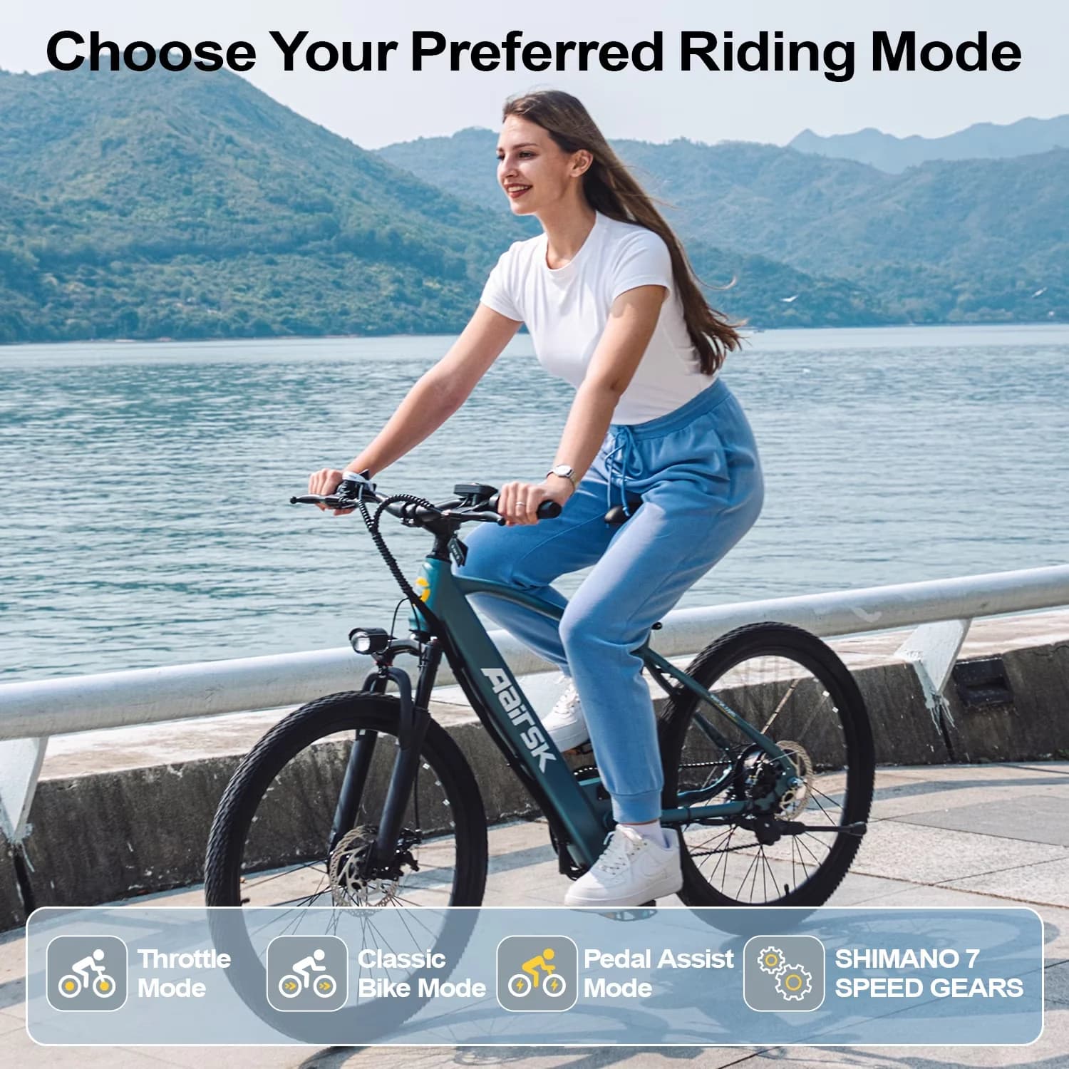 Professional Electric Bike with Battery, 400W, GT300 24" Bicycles - Black Model DAFD43