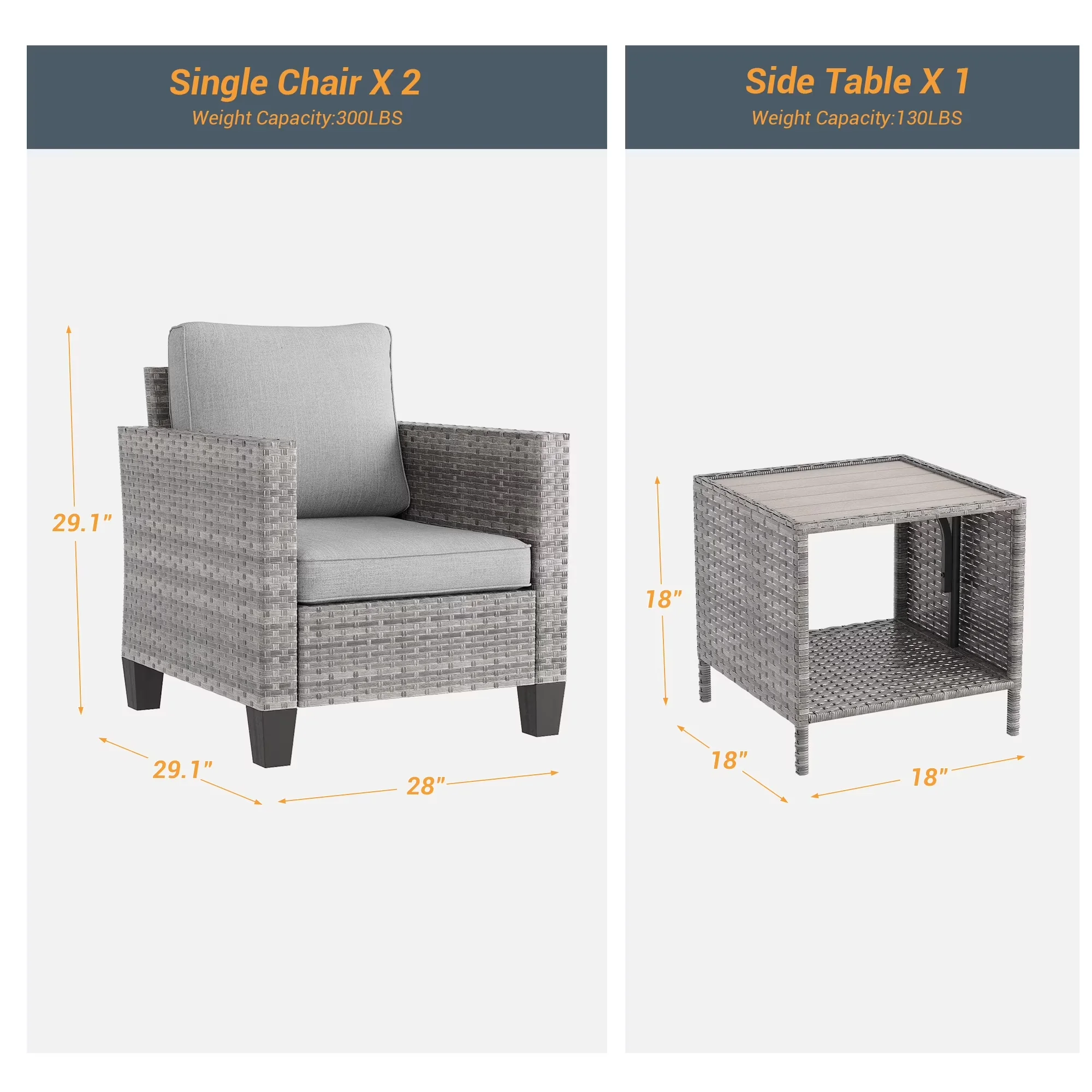 Efficient Patio Conversation Set with Weatherproof - Gray for Outdoor - Universal Fit Model 89AAB4