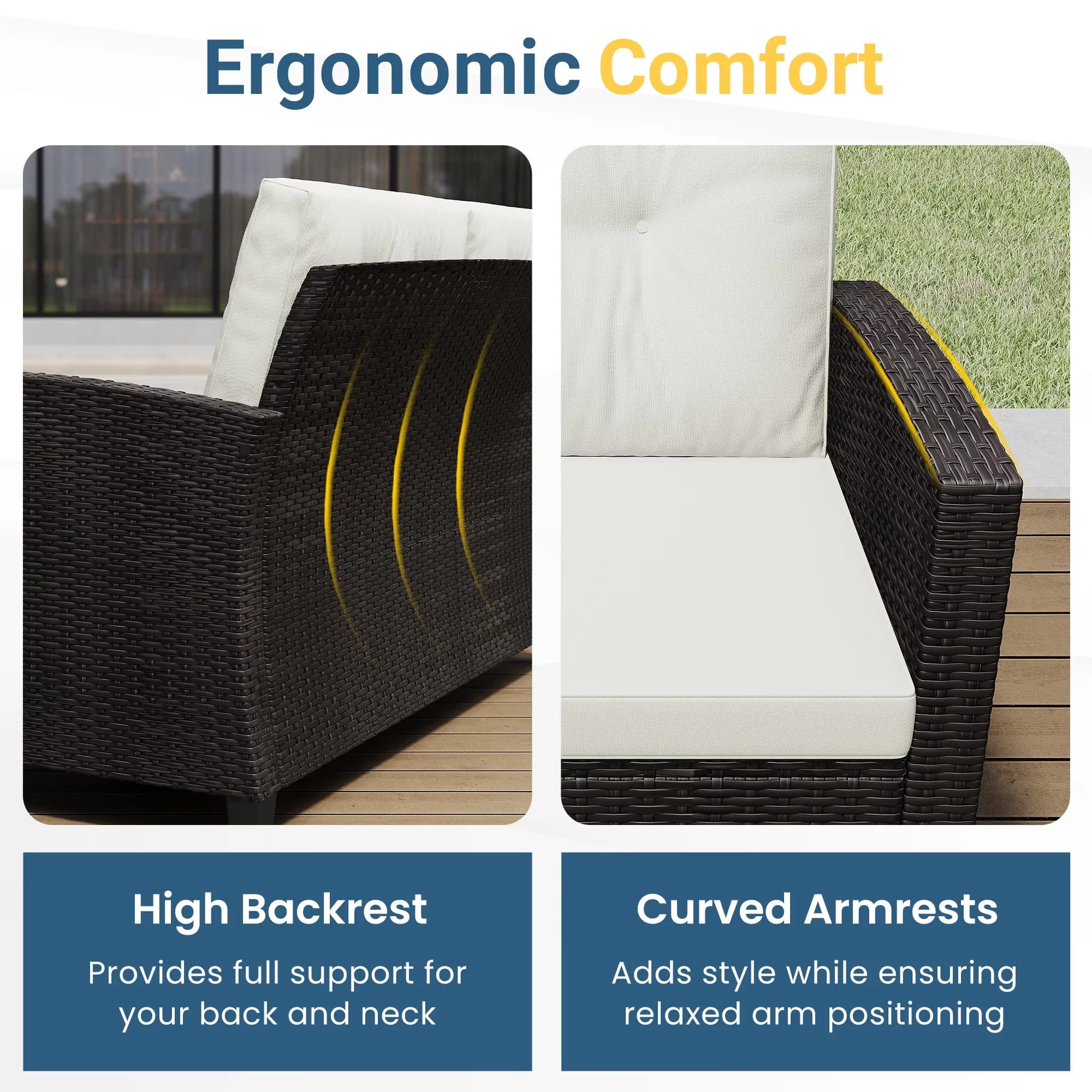 Reliable Patio Conversation Set with Storage, 4-Piece Furniture, Cushion & Wood Table Top - Wood Beige Model BECC24