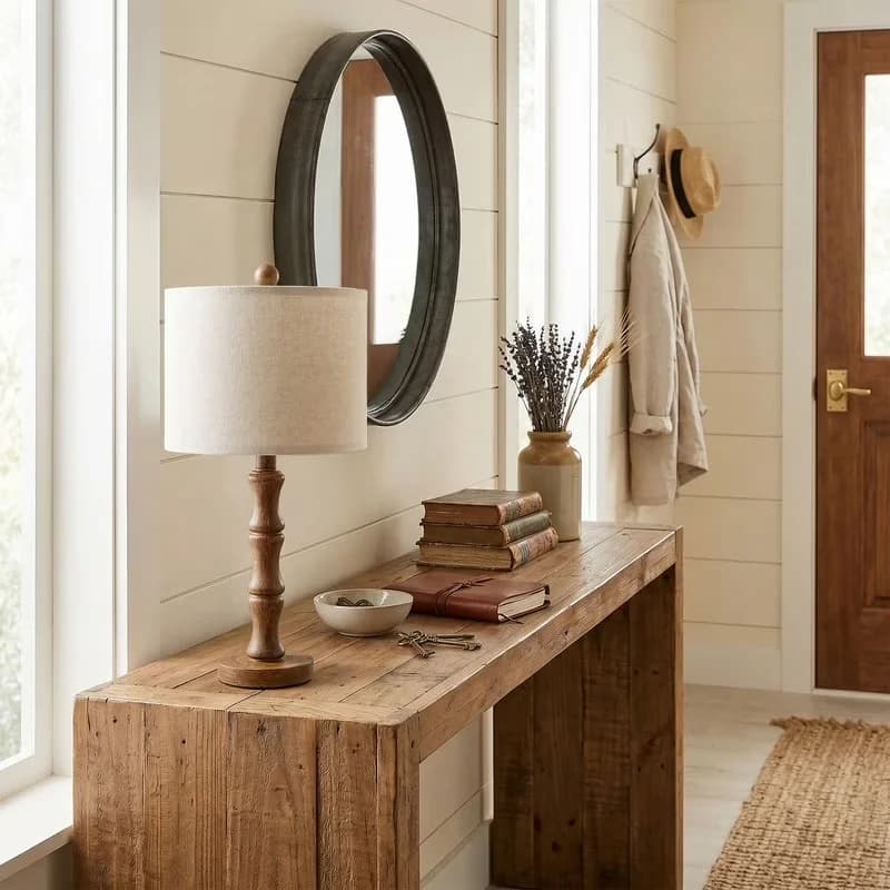 Innovative Lamp Set with LED, Farmhouse, 20.5" Resin Table Lamps - Brown Resin Model 944B2D