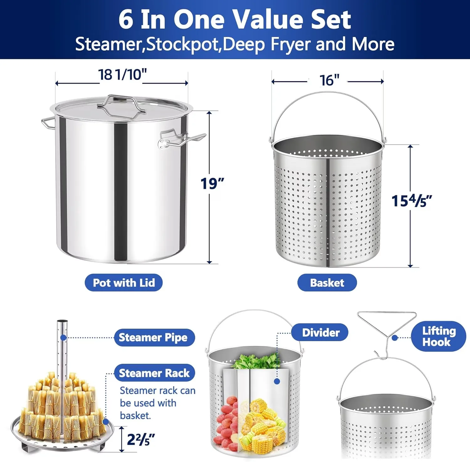 Essential Outdoor Fryer with 200000 BTU, Heat Resistant Handle - Stainless Steel Silver Model 0BF0E3