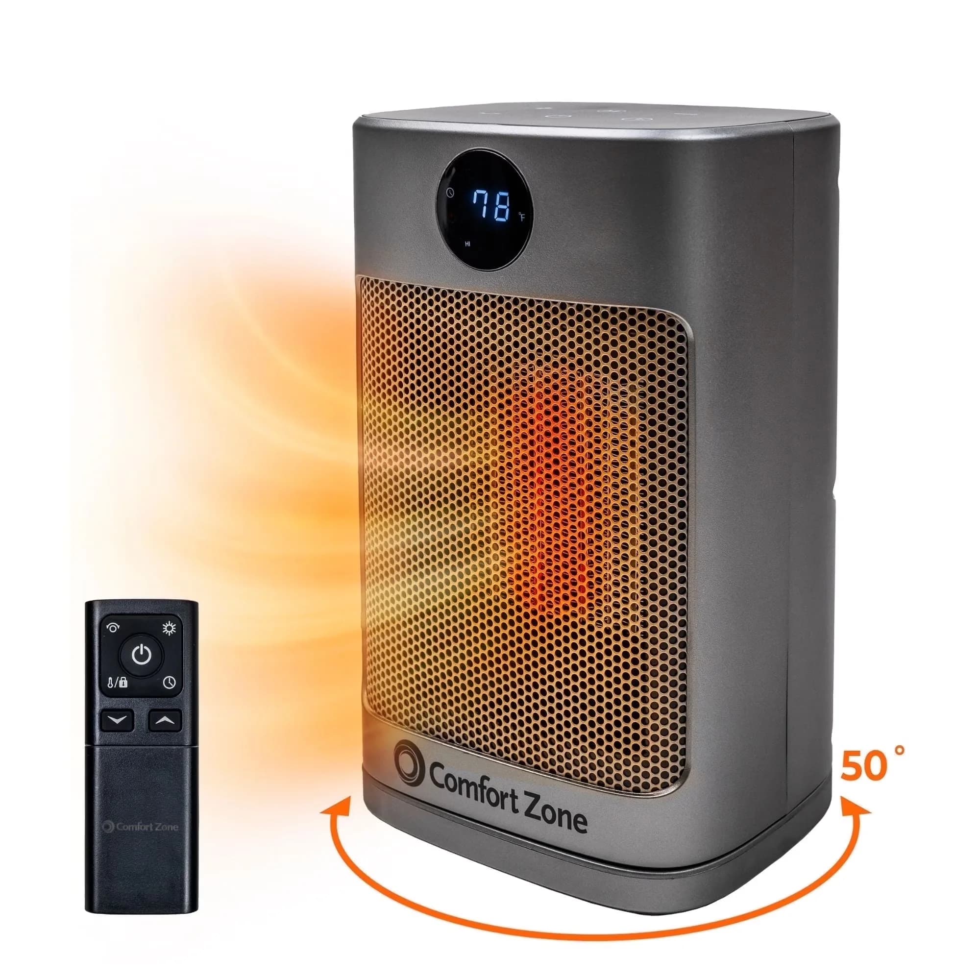 Stylish Portable And Electric Space Heater with Temperature Controlled, Oscillating, Child Lock - Silver Model 499749