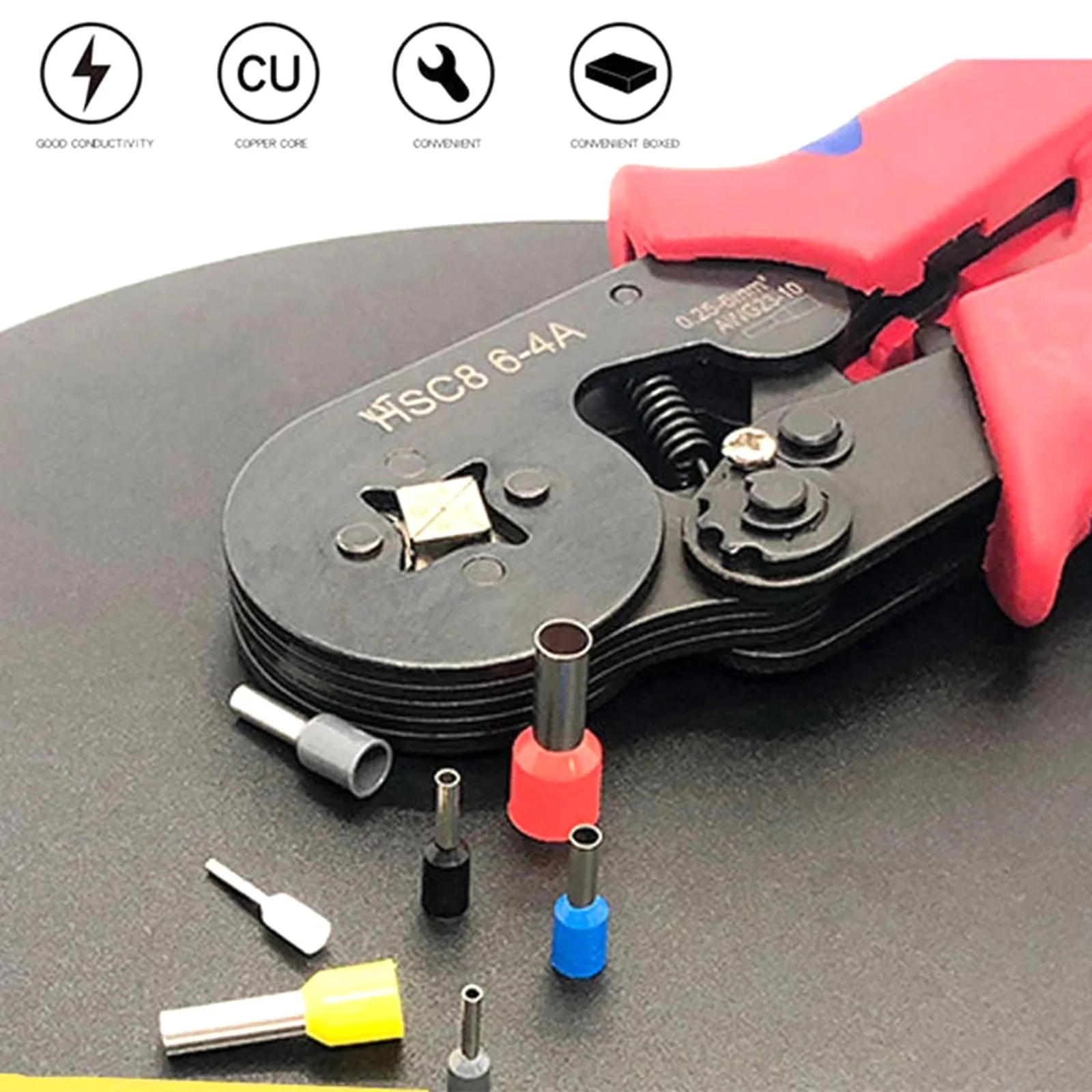 Quality Hand Tool Set with Adjustable, Precision, Ferrule Crimping Kit - Red 10 x 6 x 3 cm Model 01EF57