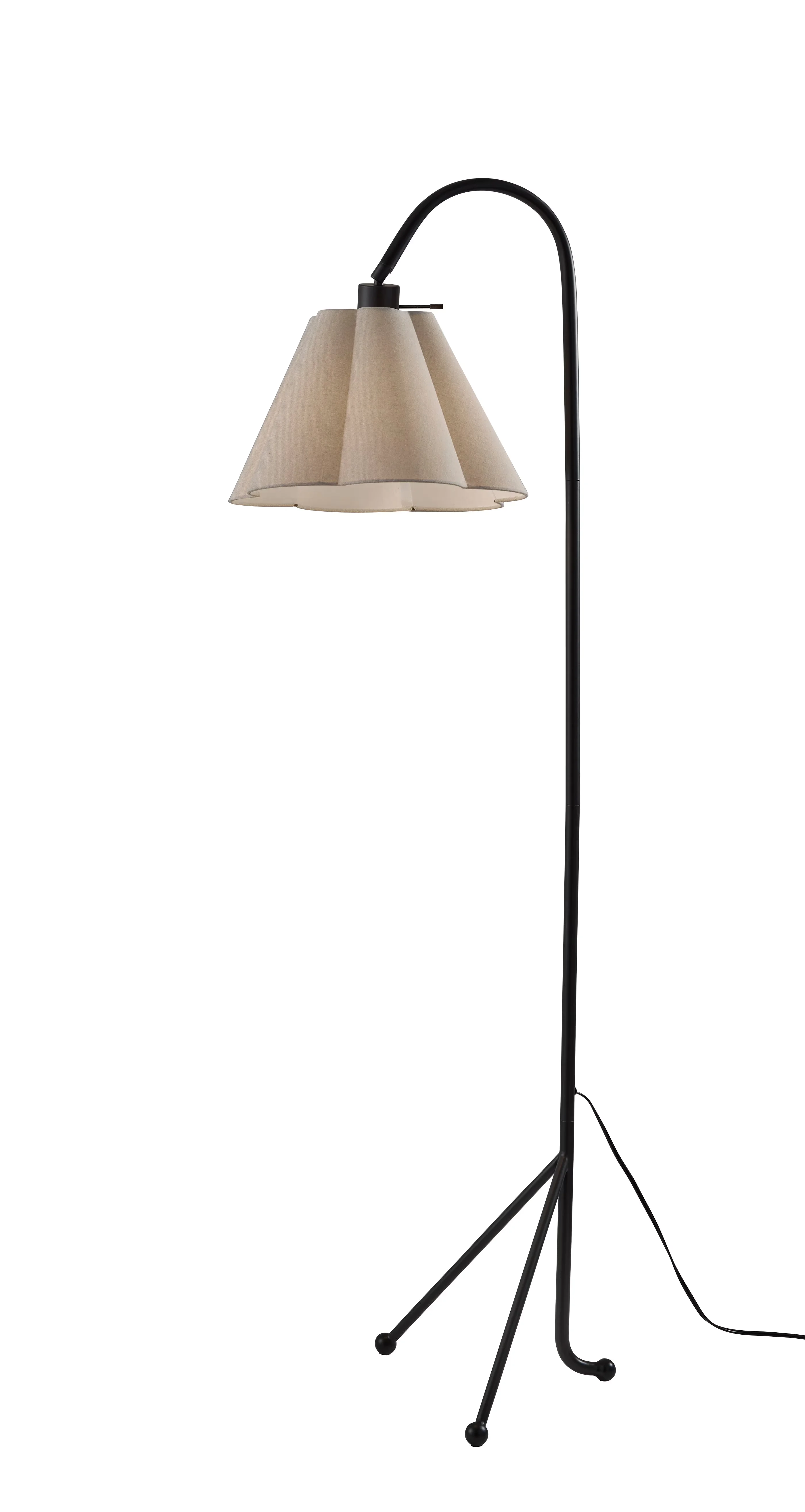 Floor Lamp Professional with Modern, Task Lamps, Kendra 62" Black Tripod - Linen Fabric Black Model B7C8B3