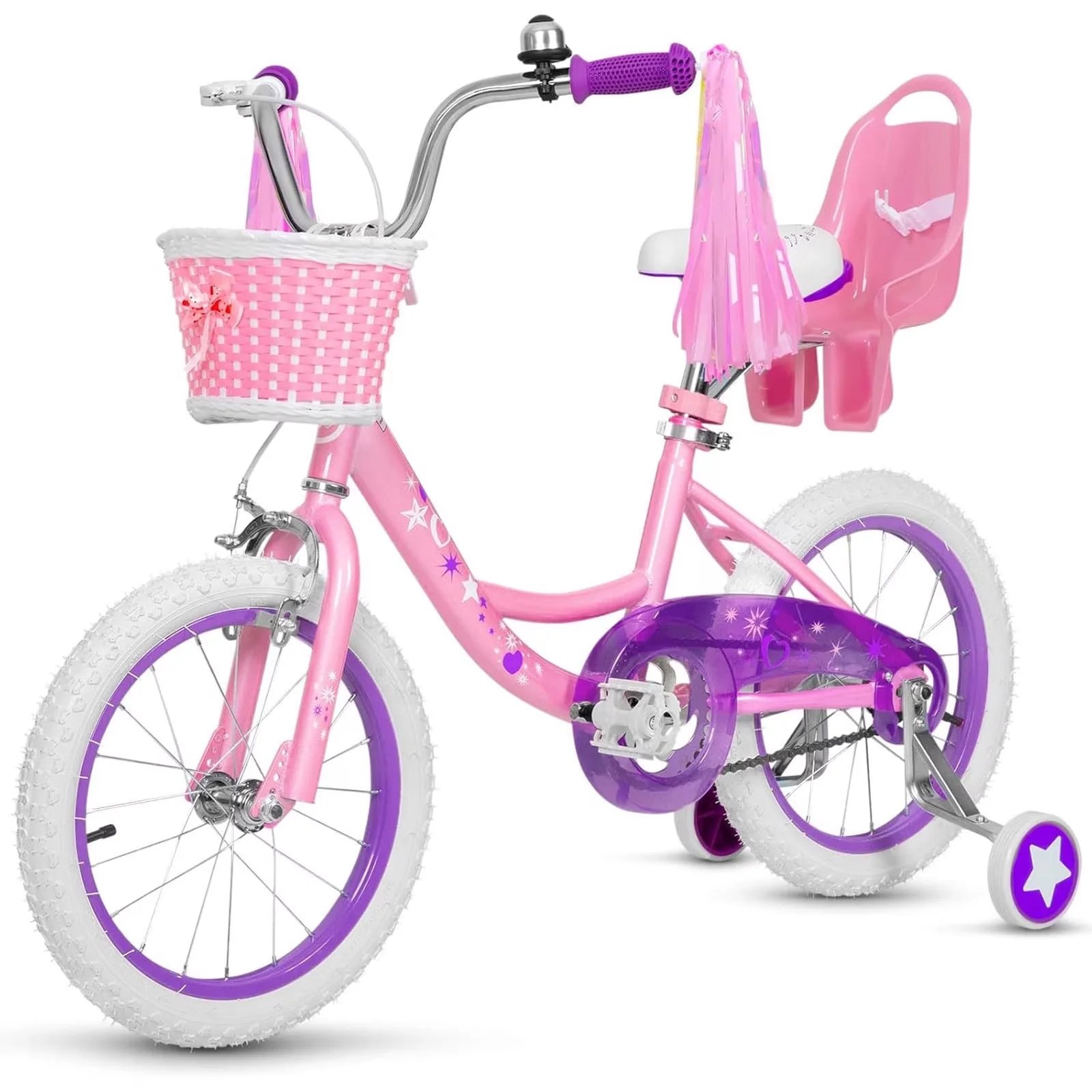Essential Kids Bike with Adjustable Height, 16 inch Kid Bikes - Pink 4-7 Model F18D3C