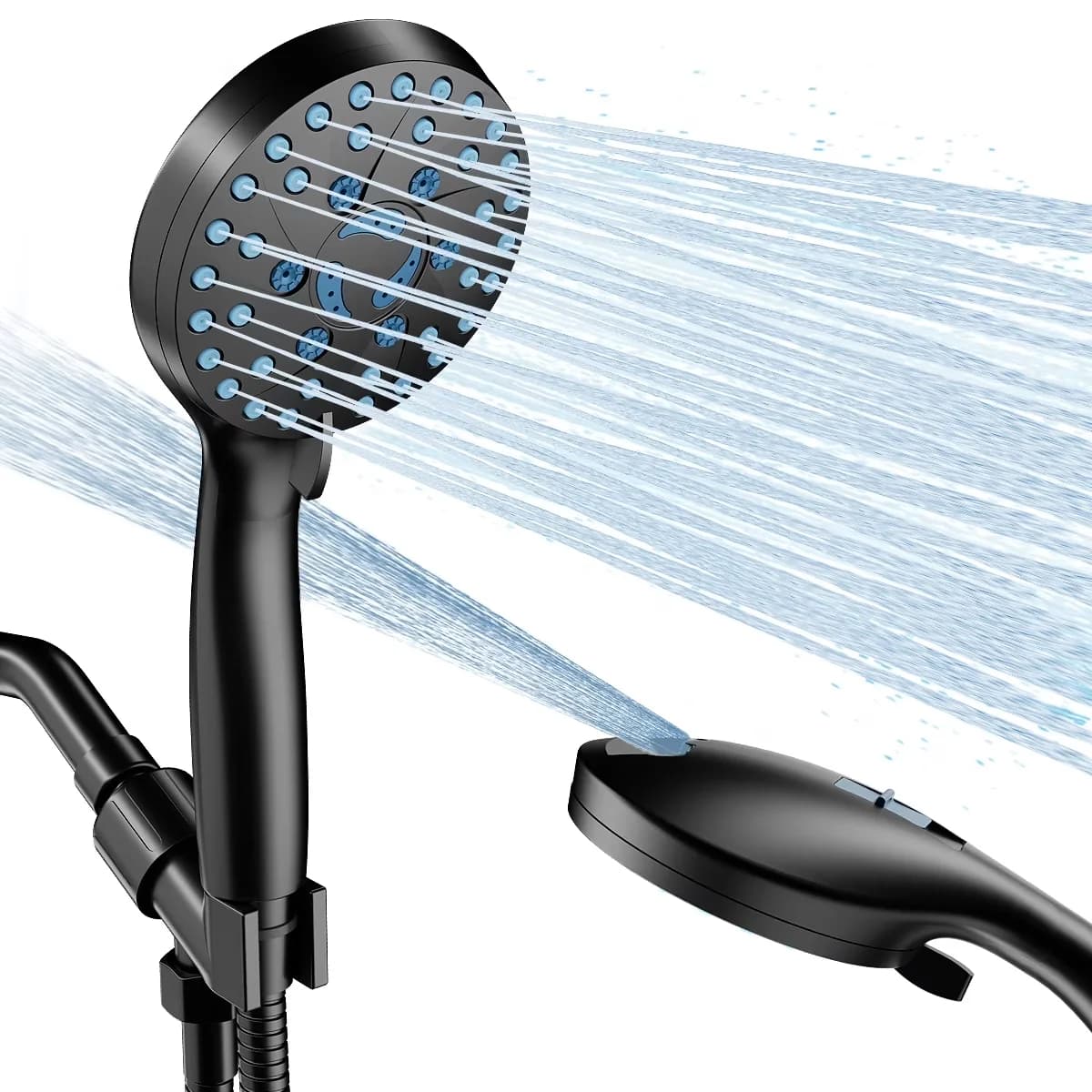 Shower Head Reliable with Adjustable Angle, Black, High Pressure - Abs 4.5" Model E807E4