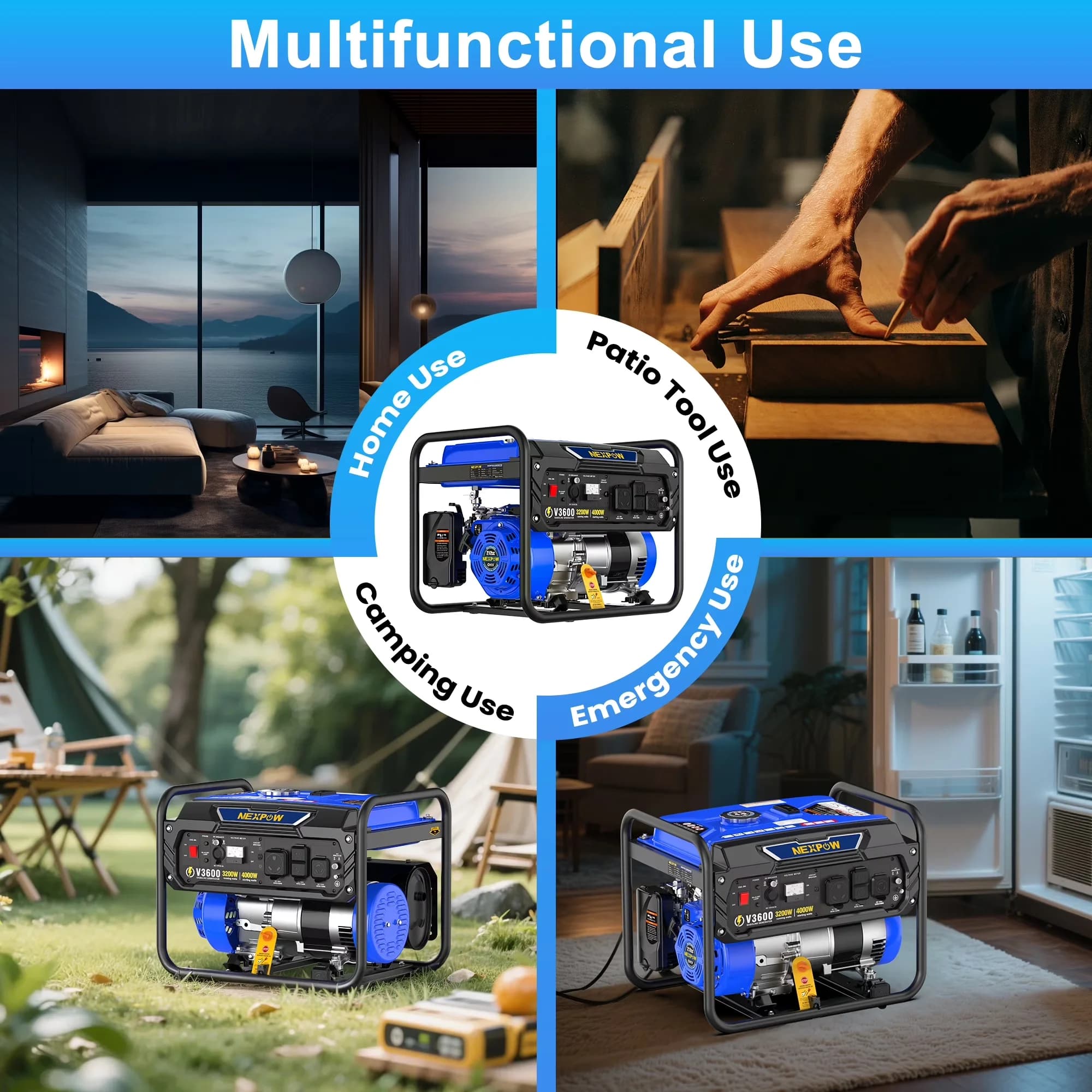 Stylish Generator with 4000W, Overload Protection, On Indicator Light - Standard Series Model 0D2D53
