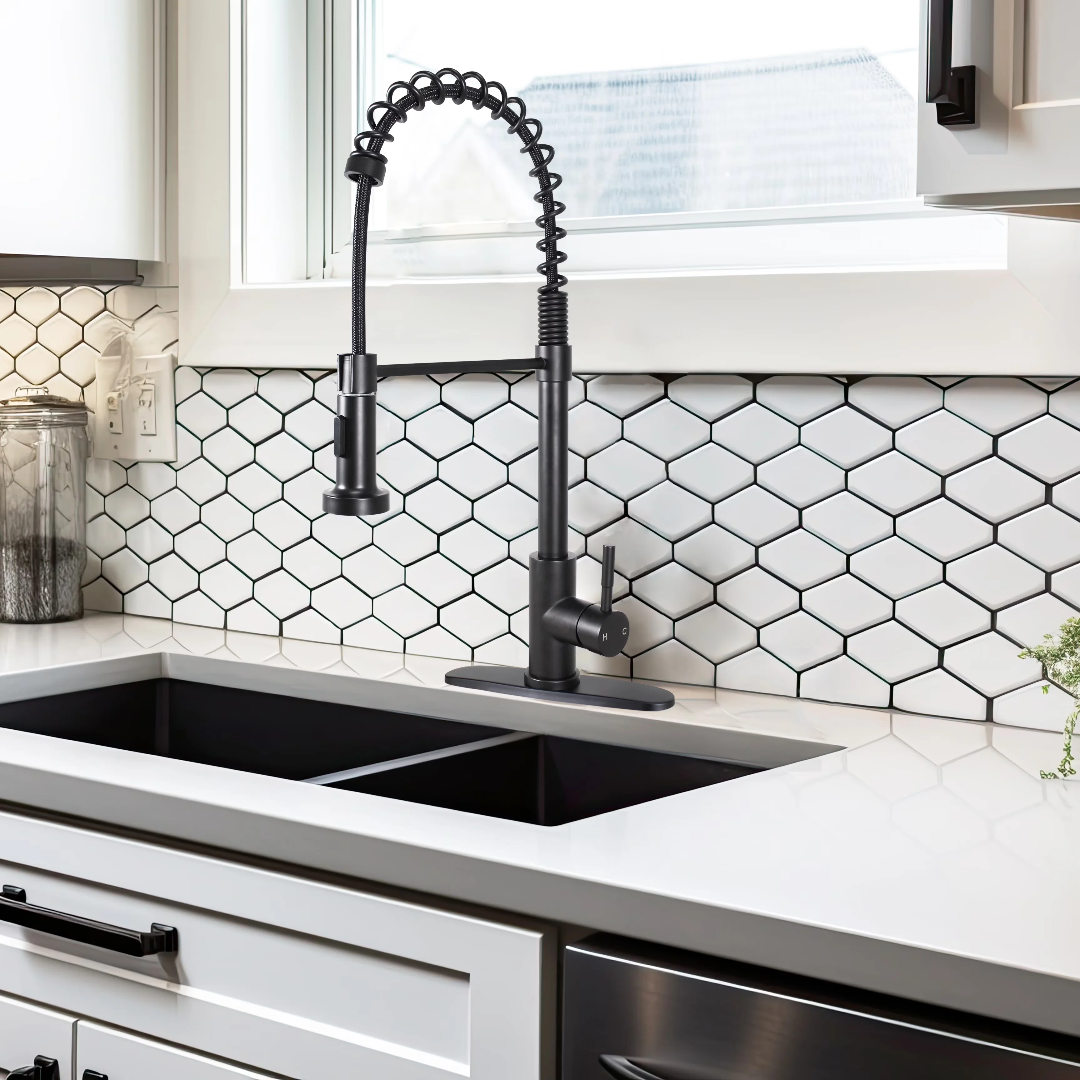 Kitchen Renovation Innovative with Easy To Install, Adjustable Stream, Hot & Cold Indicators - Black Steel Model DCCBFF