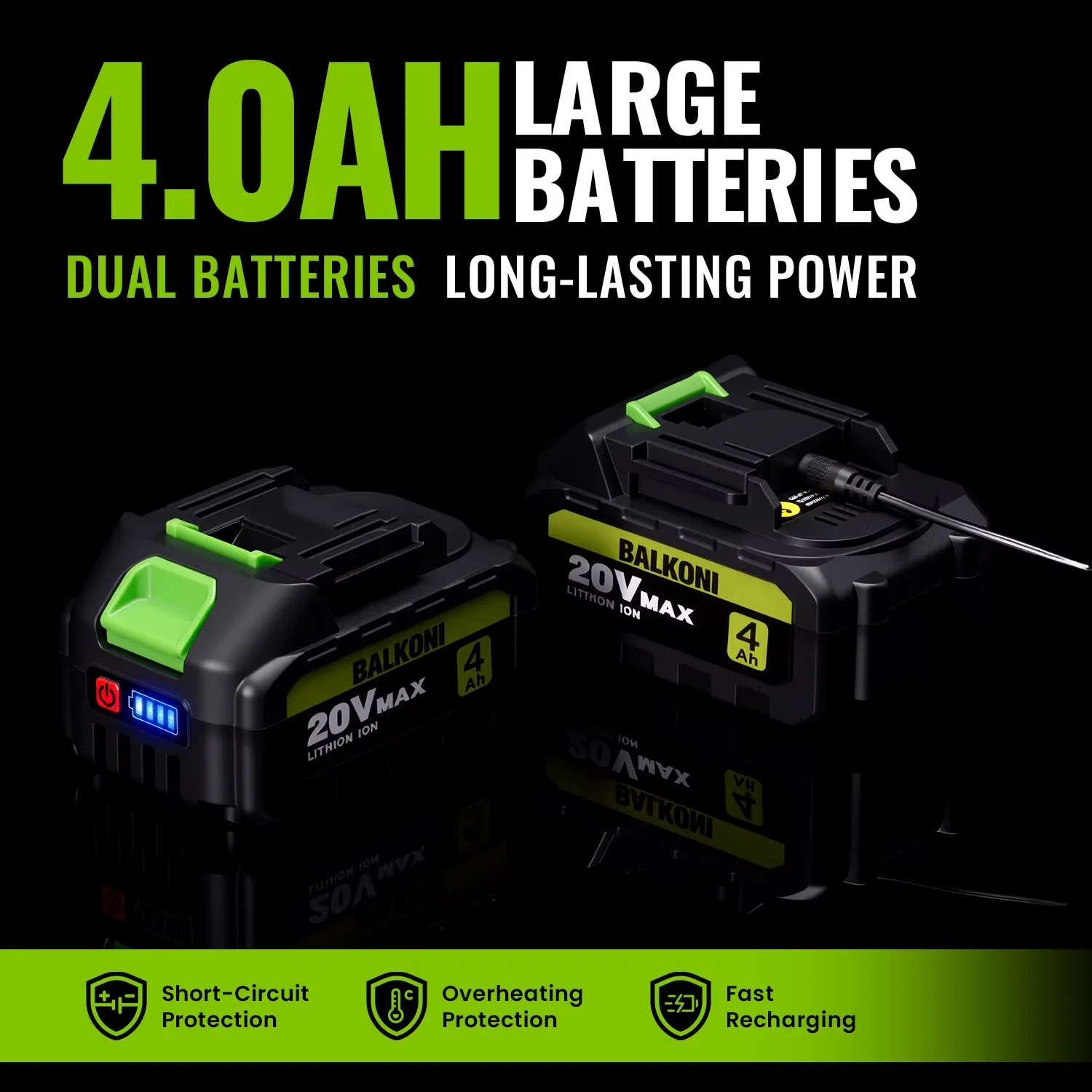 Professional Chainsaw with Battery, Automatic Chain Oiler, 12 Inch Cordless Brushless Electric - Green Model 16877A