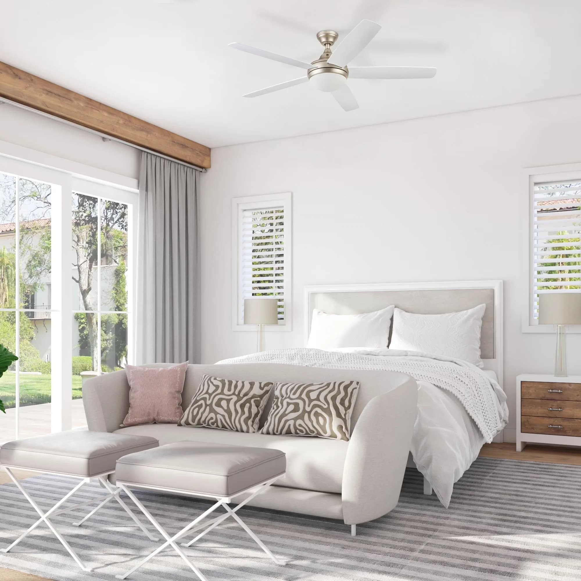 Ceiling Fan Versatile with LED, Energy Efficient, Glam - Gold Glass Ashby Model D6A9AA