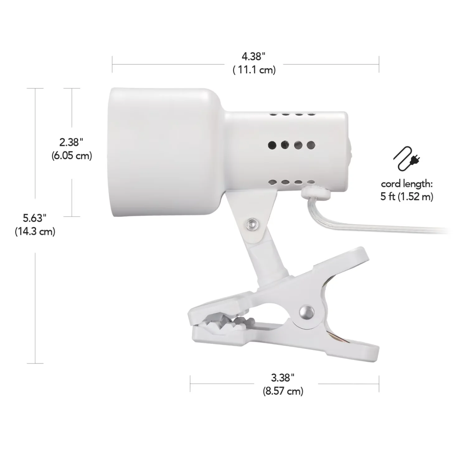 Versatile Desk Lamp with Incandescent, Clip-On Lamps, Jojo 5.5" Matte White Clip-Arm - White Metal Model F264D8