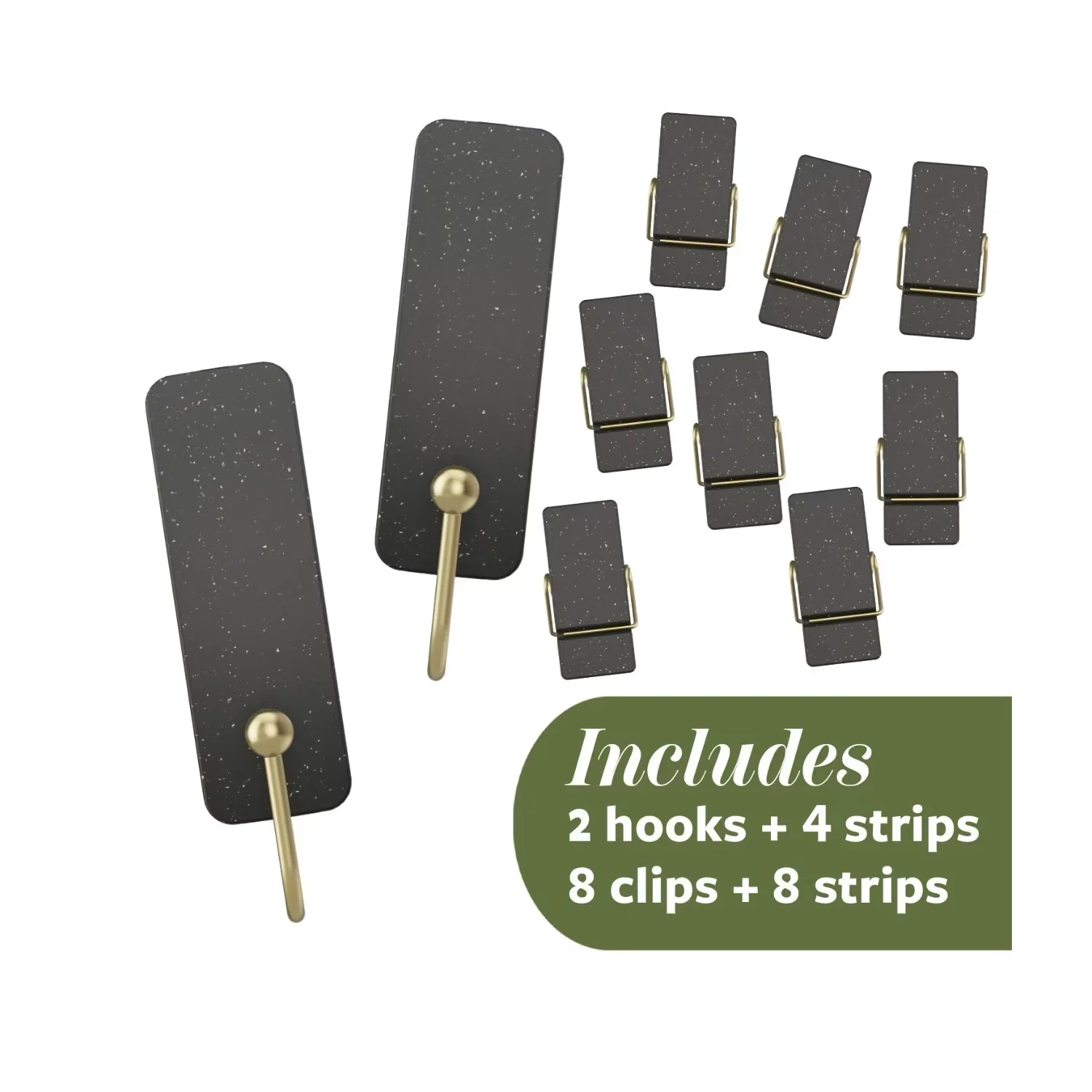Damage-Free Hanging Efficient with Wall-Mountable, Wall Hooks Variety Pack, Holds 3 lbs - Black Plastic Model 4B3384