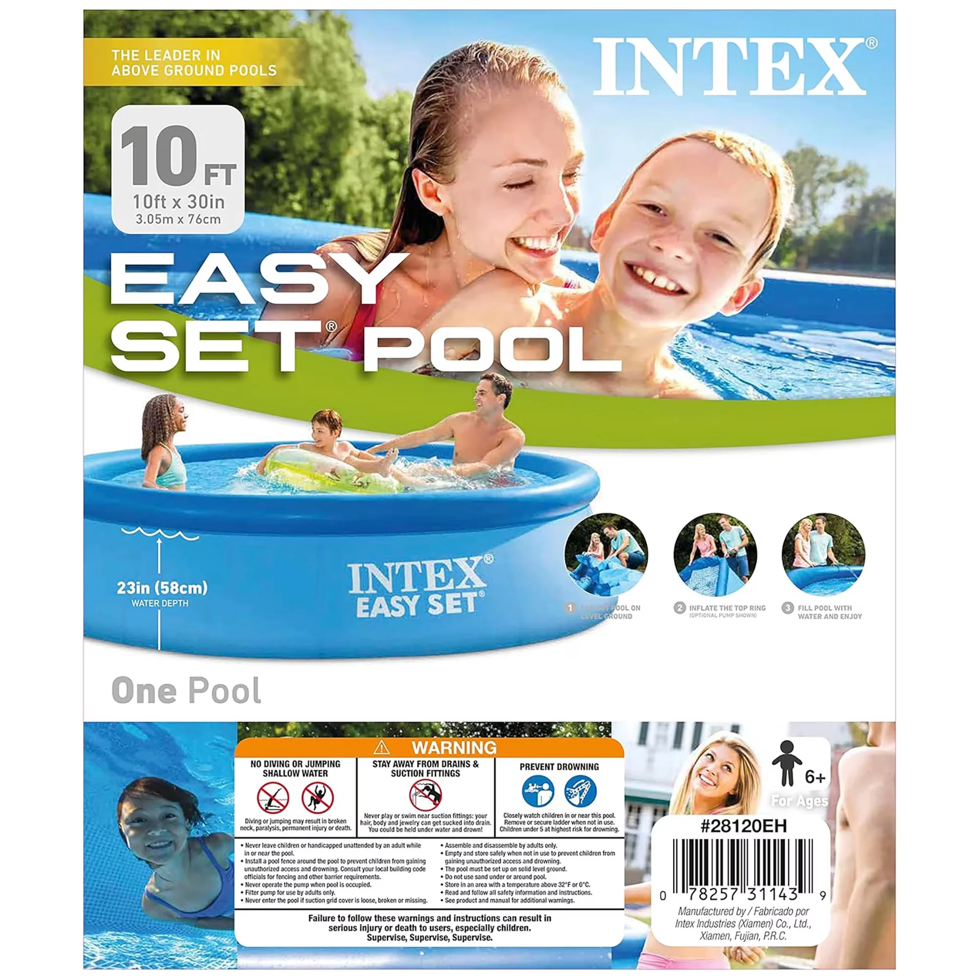 Inflatable Pool Versatile with Puncture Resistant, 1018 Gal Cap, : : Easy Set - Blue Model 248A20