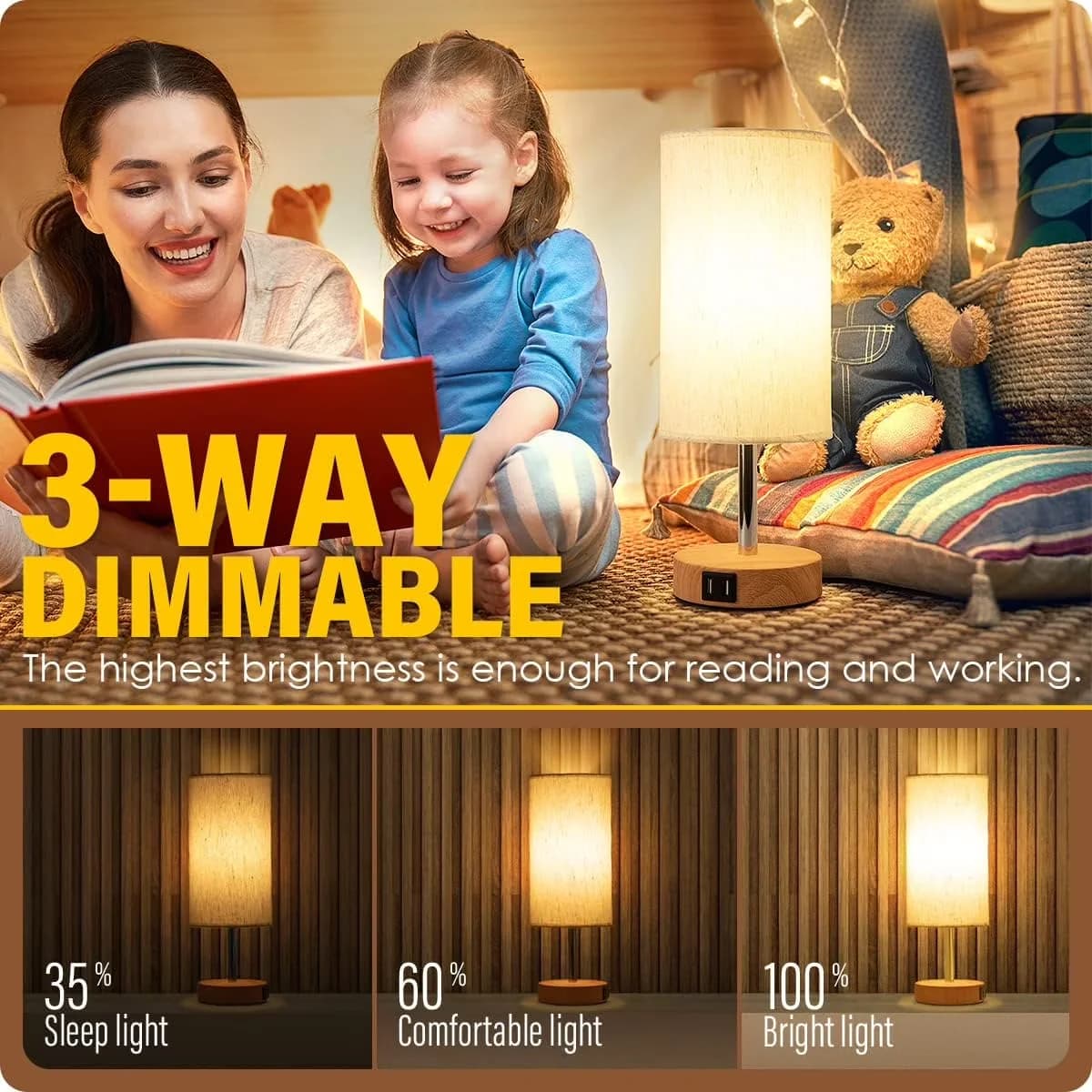 Innovative Lamp with LED, Modern - Beige Wood for Living Room, Bedroom Model A35E54
