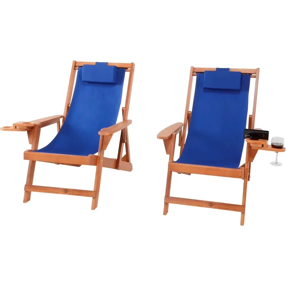 Innovative Beach Chair with Folding, Set includes: 2 sling chairs, Light and easy assembly - Walnut Model 8F74EA
