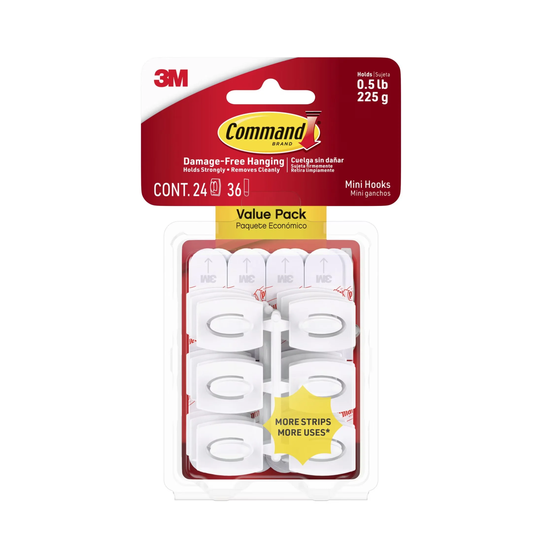 Efficient Damage-Free Hanging with Easy Clean, Mini Wall Hooks - White Plastic Model 279E76