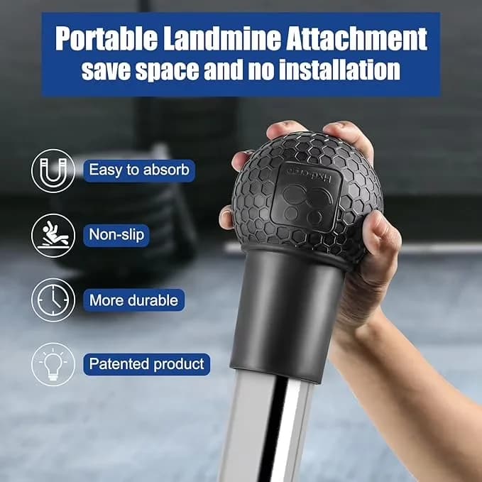 Compact Home Gym Accessory with Heavy Duty, Landmine Attachment - Rubber Black Model 8C4D6B