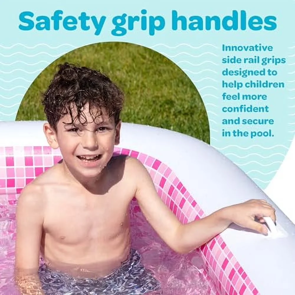 Efficient Inflatable Pool with Puncture Resistant, Family Size, Blow up Swimming ''90"x60"x19" - Pink Model B9BD52