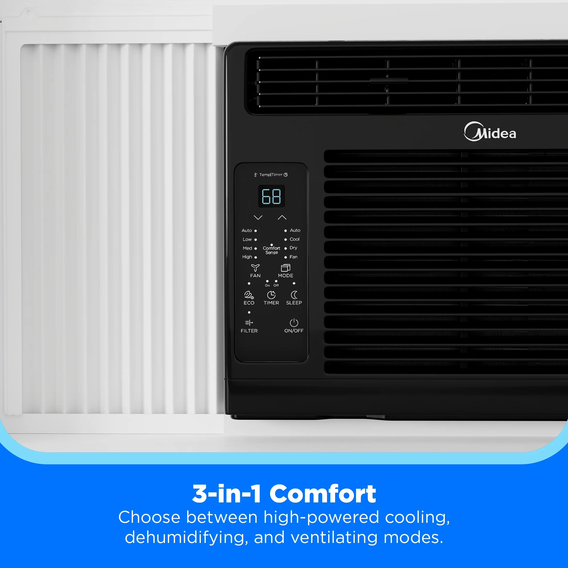 Air Conditioner Modern with 6000 BTU, 115V, Energy Efficient - Black for Daily Use Model 97BB5E