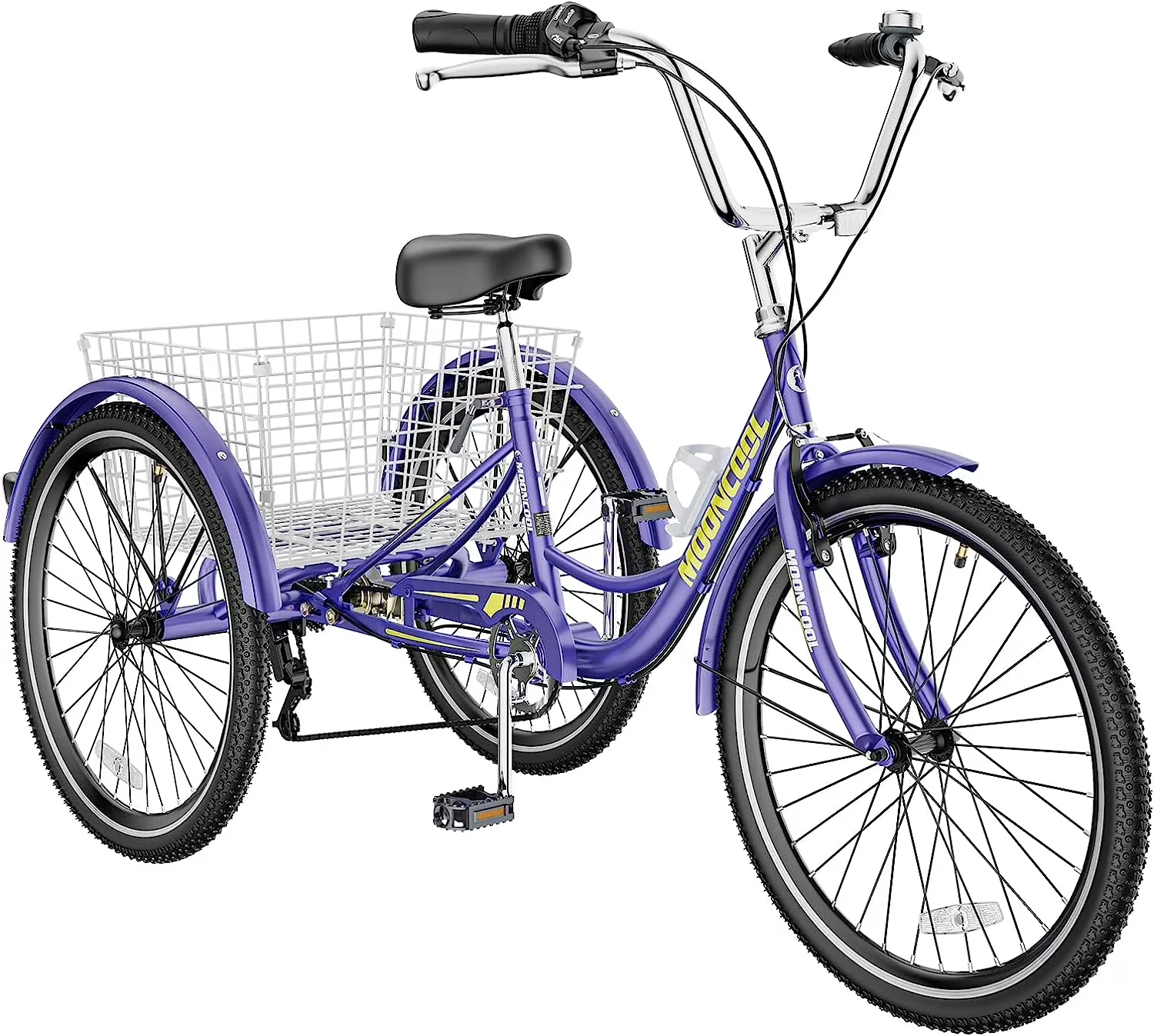 Durable Electric Bike with Cruise, Adult Tricycles, Basket - Purple 24 inch Model 29DDAF