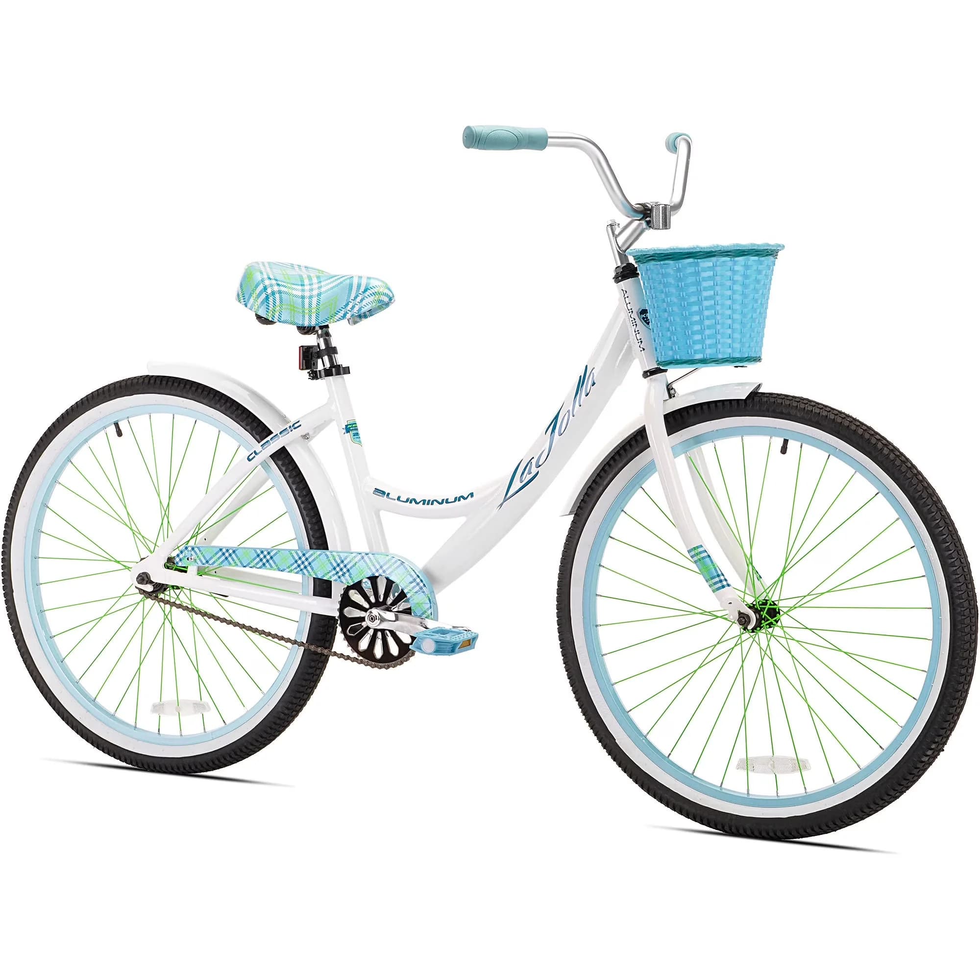 Cruiser Bike Essential with Adjustable Seat Height, Hi-Tensile steel fork - White Model A33CBF