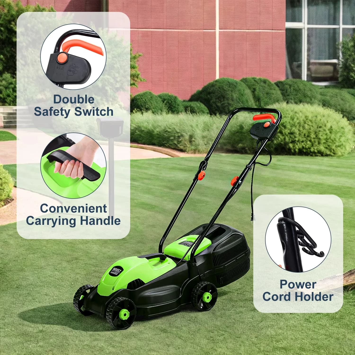 Innovative Push Mower with Adjustable Handle Bar, Folding Handle for Garden - Model 8F9E4C