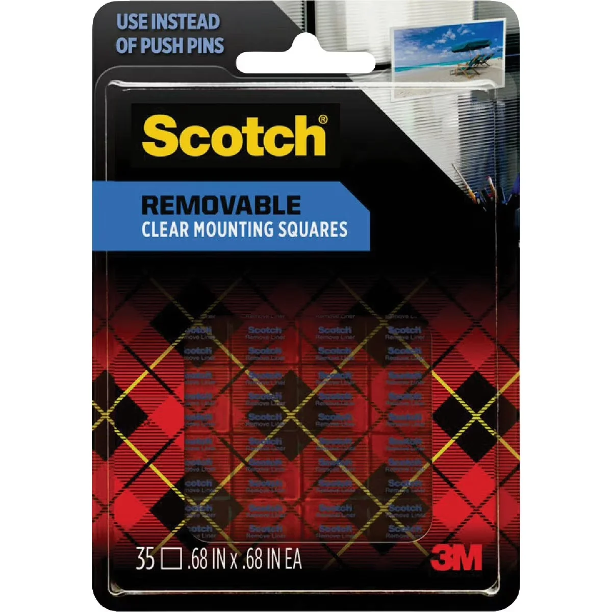 Modern Damage-Free Hanging with Clear, To hold 0.25 lb use two squares. - Clear Model 7B53DA