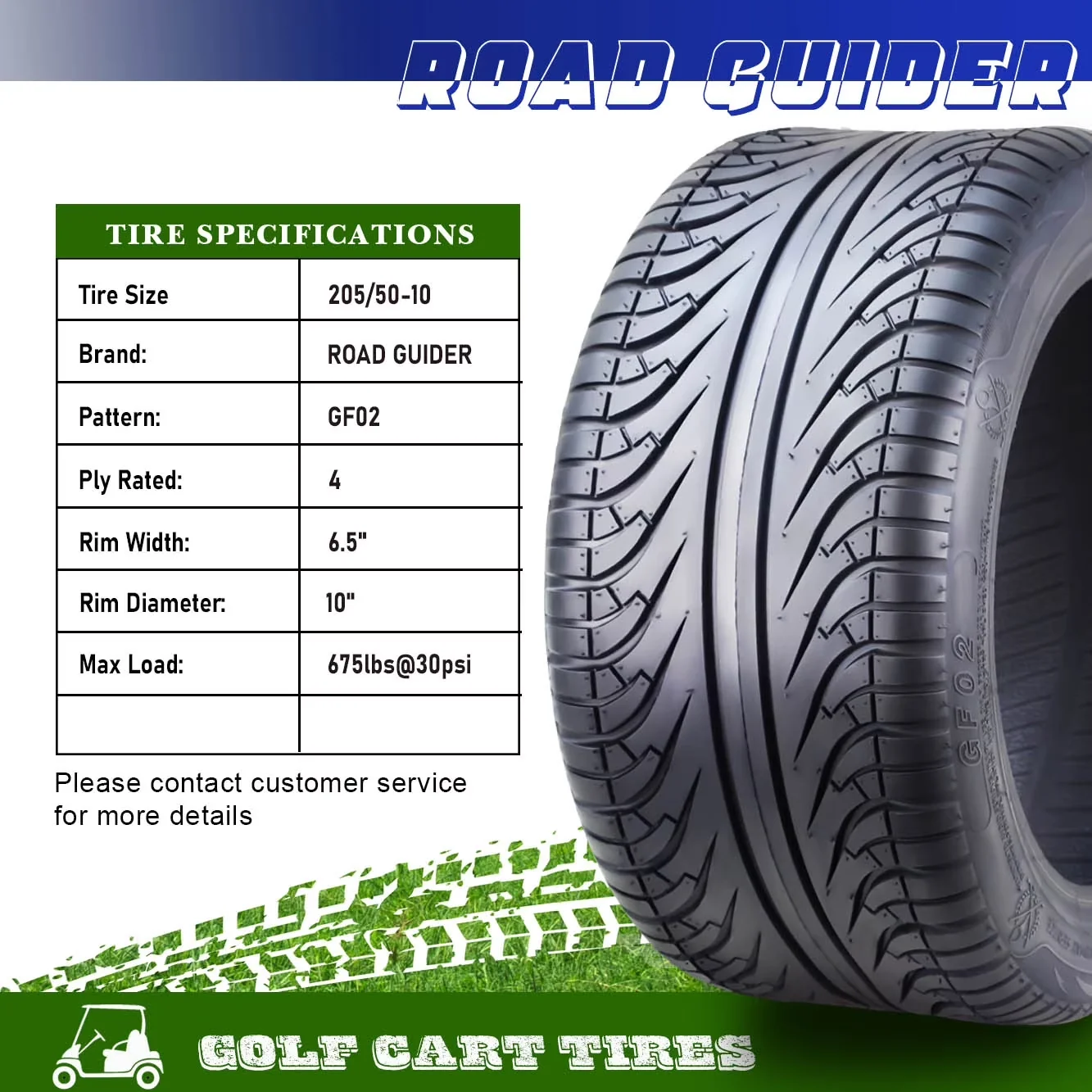 Compact Golf Cart Tire - 50-10 - Rustic Charm Model FA09CF