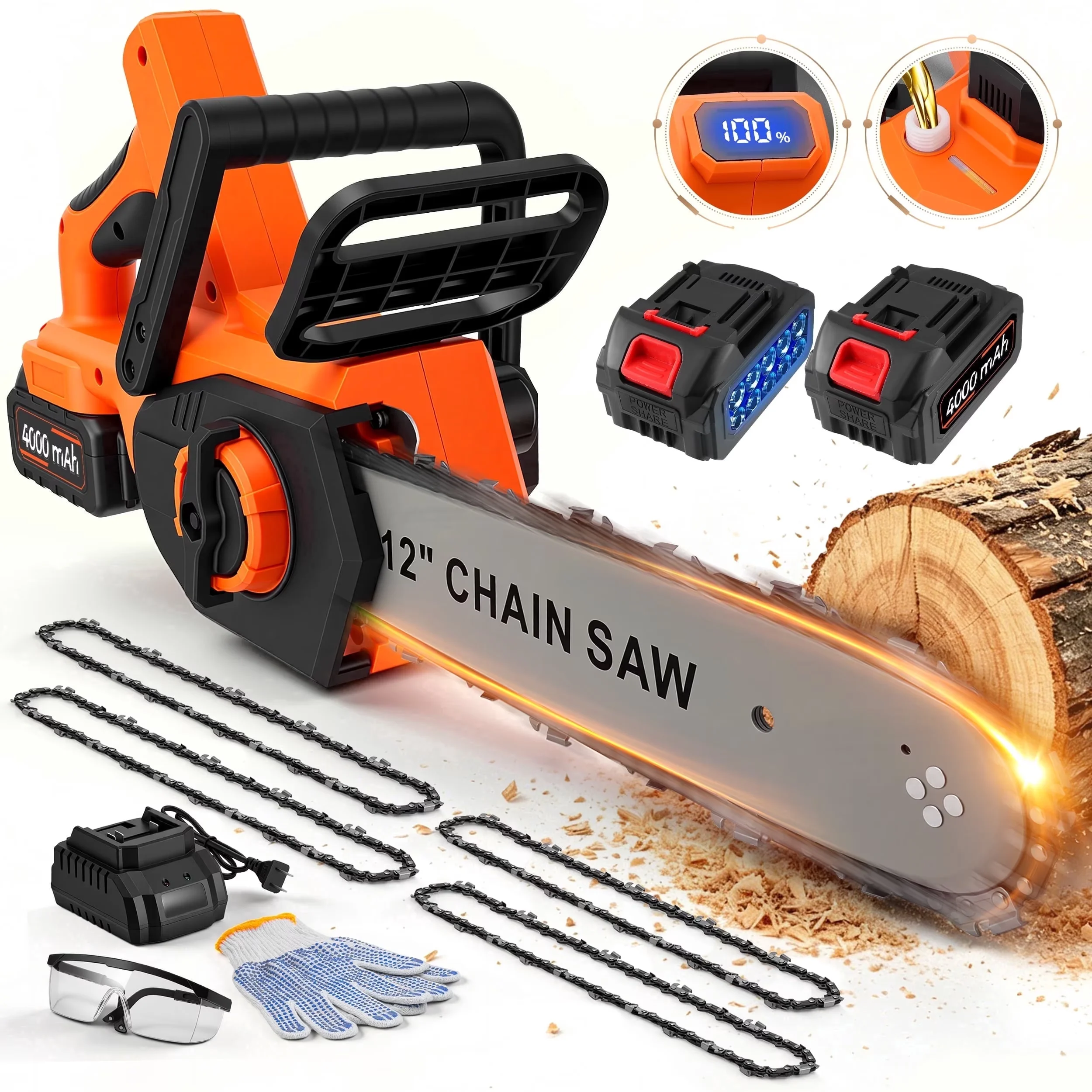 Classic Chainsaw with Battery, 1200W, 12" - Traditional Style Model 878A94