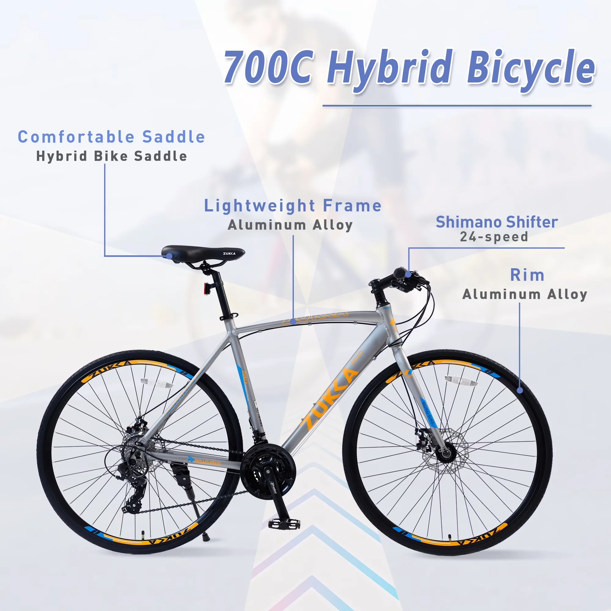Efficient Road Bike with Lightweight, Lightweight City Aluminum Alloy Frame, With 24 Speeds Drivetrain - Silver Model 6E7DA5