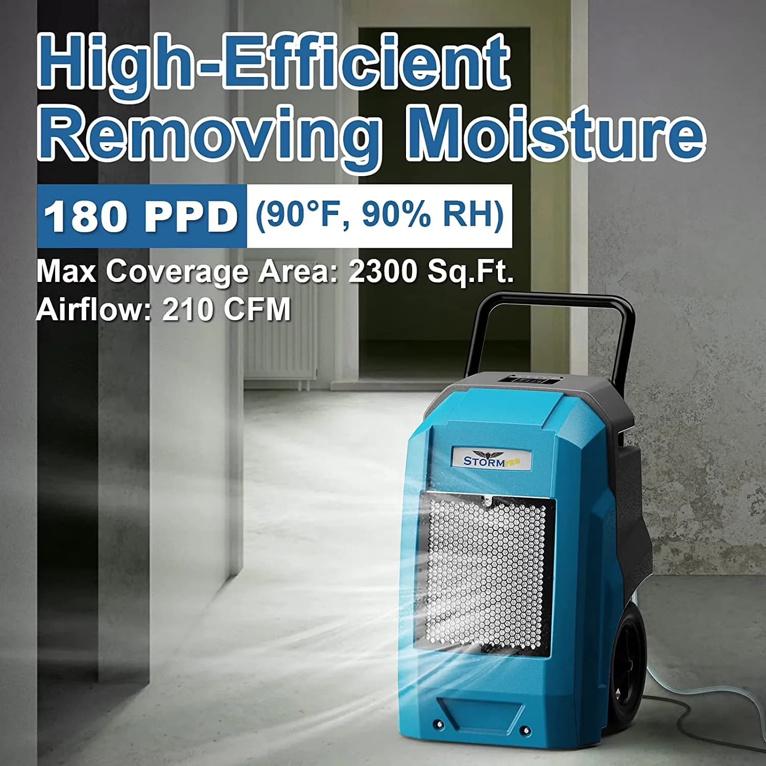 Premium Dehumidifier with Built-In Pump, Energy Efficient, Smart Technology Capable - Blue Model 919272
