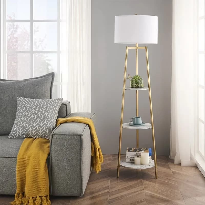 Efficient Lamp with LED, Modern, Floor - Metal Gold LT7031 - Space-Saving Design Model 2B5FB2
