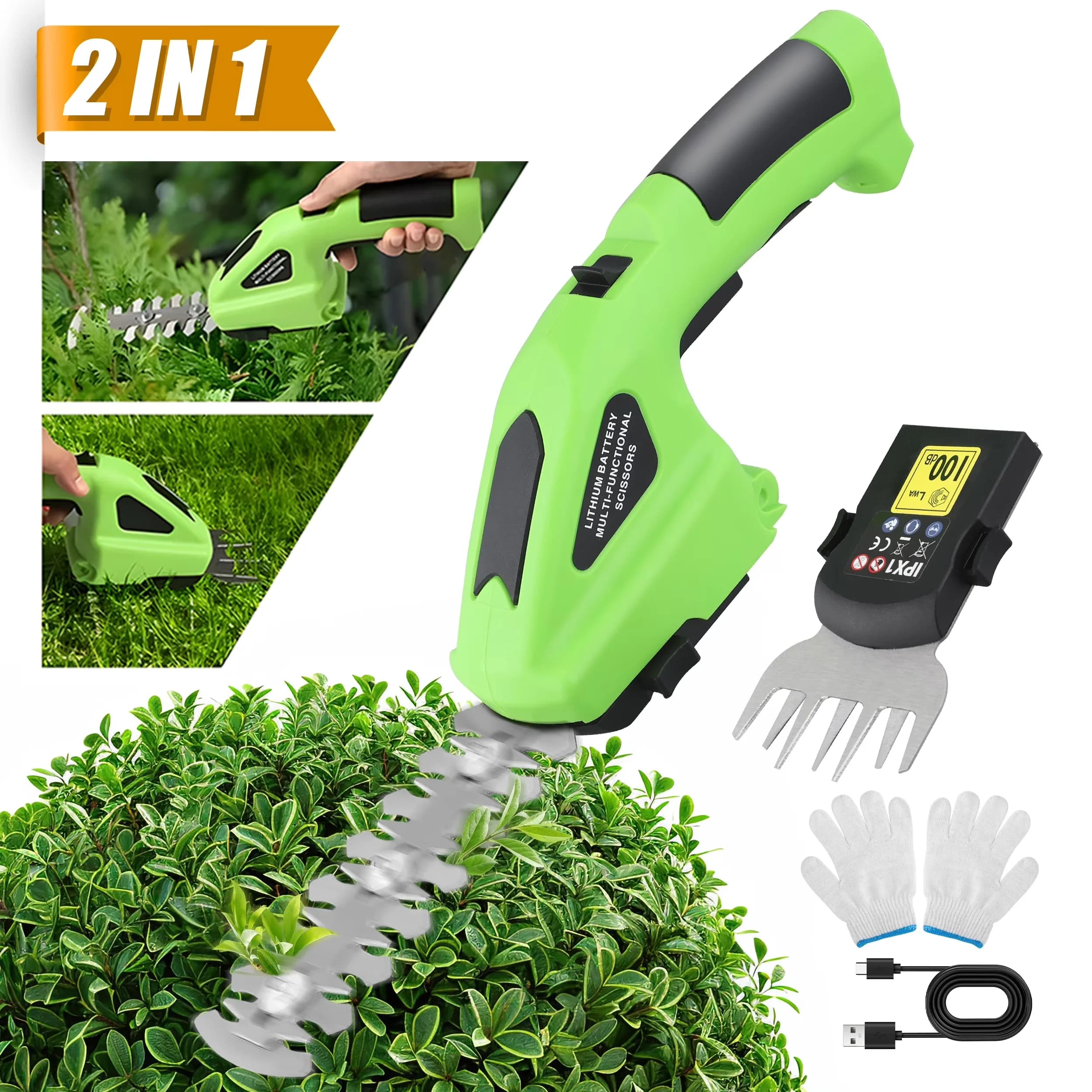 Innovative Chainsaw with Battery, 2-in-1 Cordless Grass Shears, 【Dual protection design】 - Model E62EDE