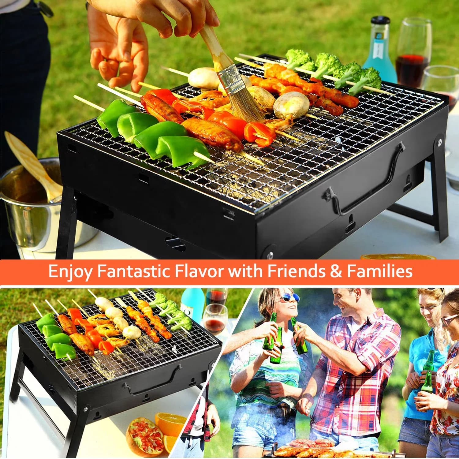 Stylish Flat Top Grill with Foldable, Portable, Portable Folding - Metal Black Model 2E0C4F