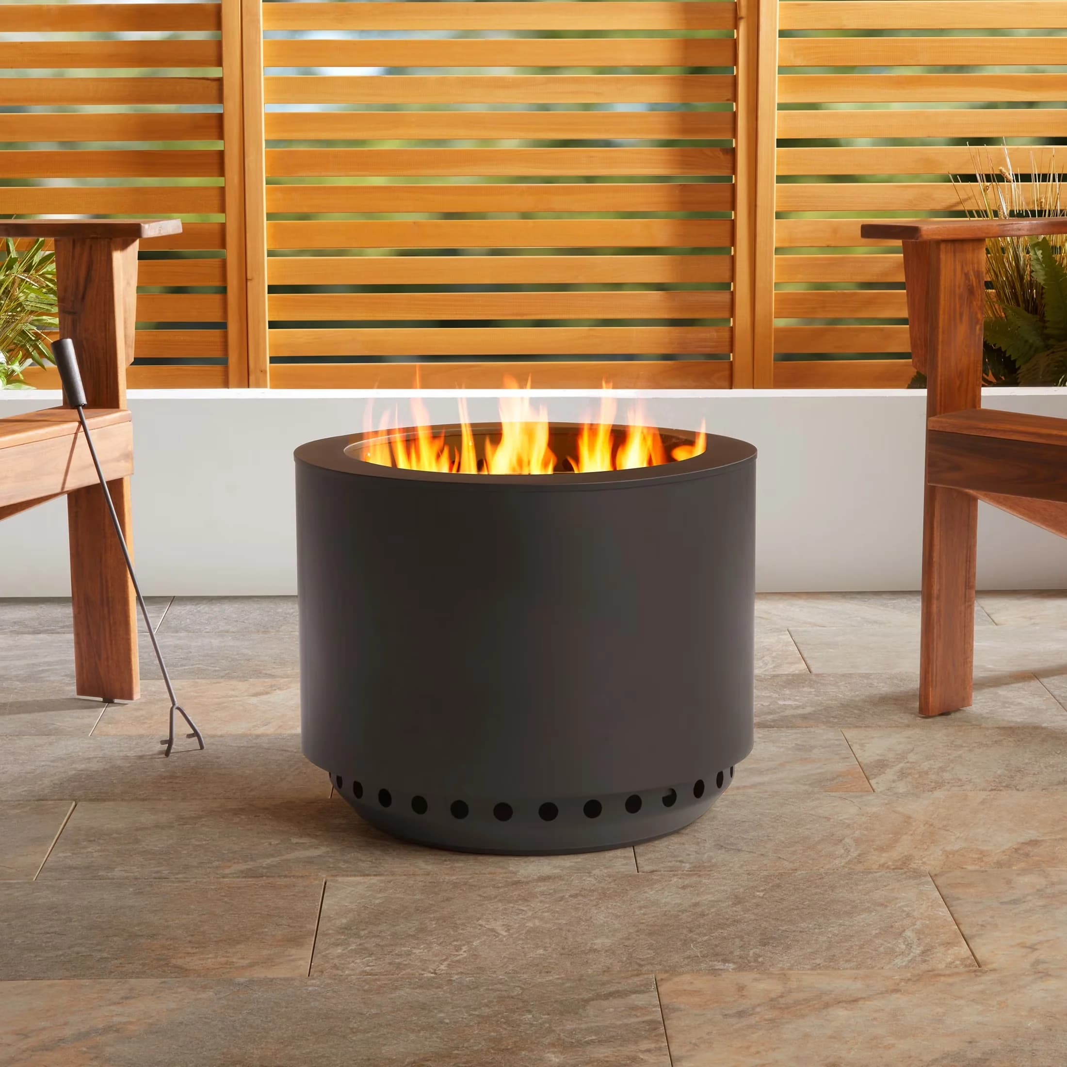 Premium Outdoor Heating with Smokeless, Smokeless Wood Burning Fire Pit - Black Steel Model 81F270