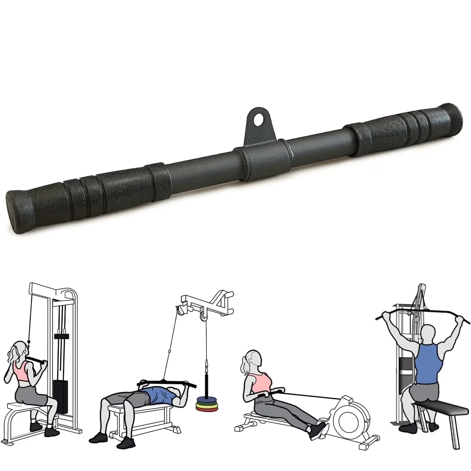Stylish Home Gym Accessory with Heavy Duty, Pull Down Steel Curl Bar - Black Iron Model 0F5E71