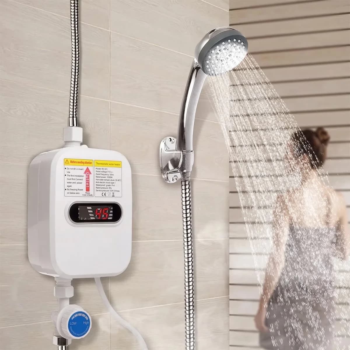 Plumbing Innovative with 3500W, 110V, 3500W Tankless Shower & Faucet Heater - Model C1FA1B