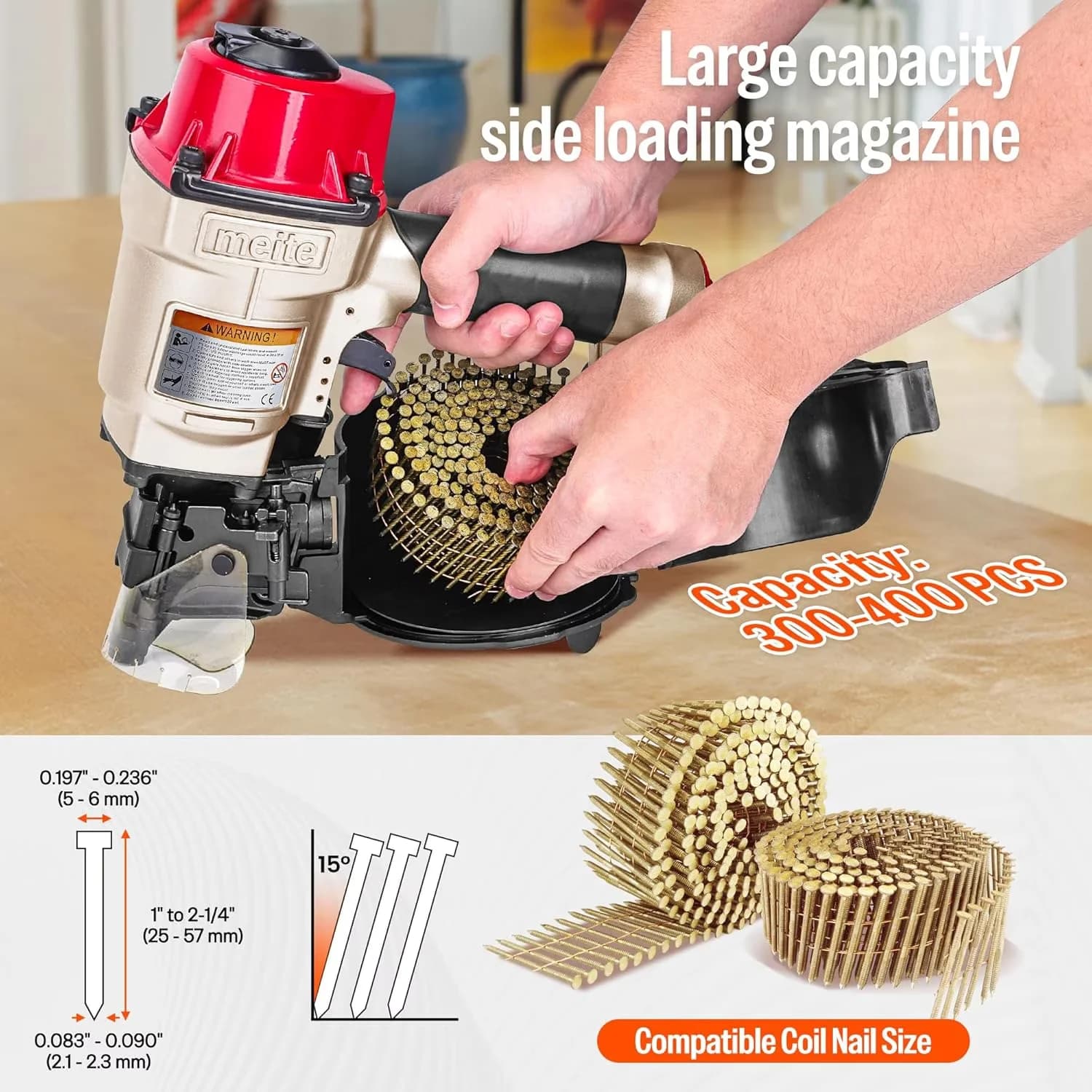 Air Tools Compressor Classic with Adjustable, Pneumatic Coil Nail Gun CN55 - Model 99A40A