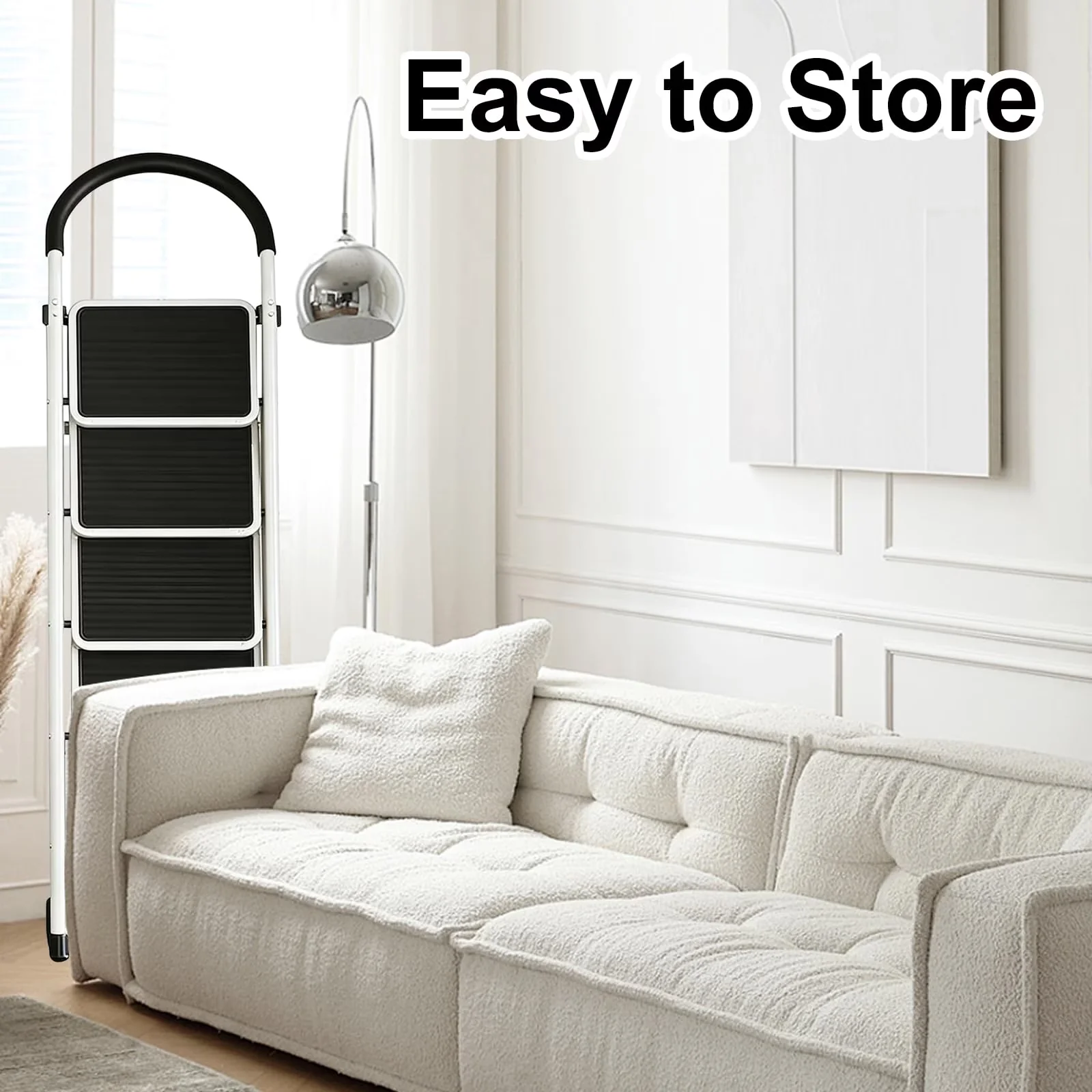 Ladders And Step Stool Modern with Anti-Slip, Foldable, 5 Ladder - Metal White Model D4902A