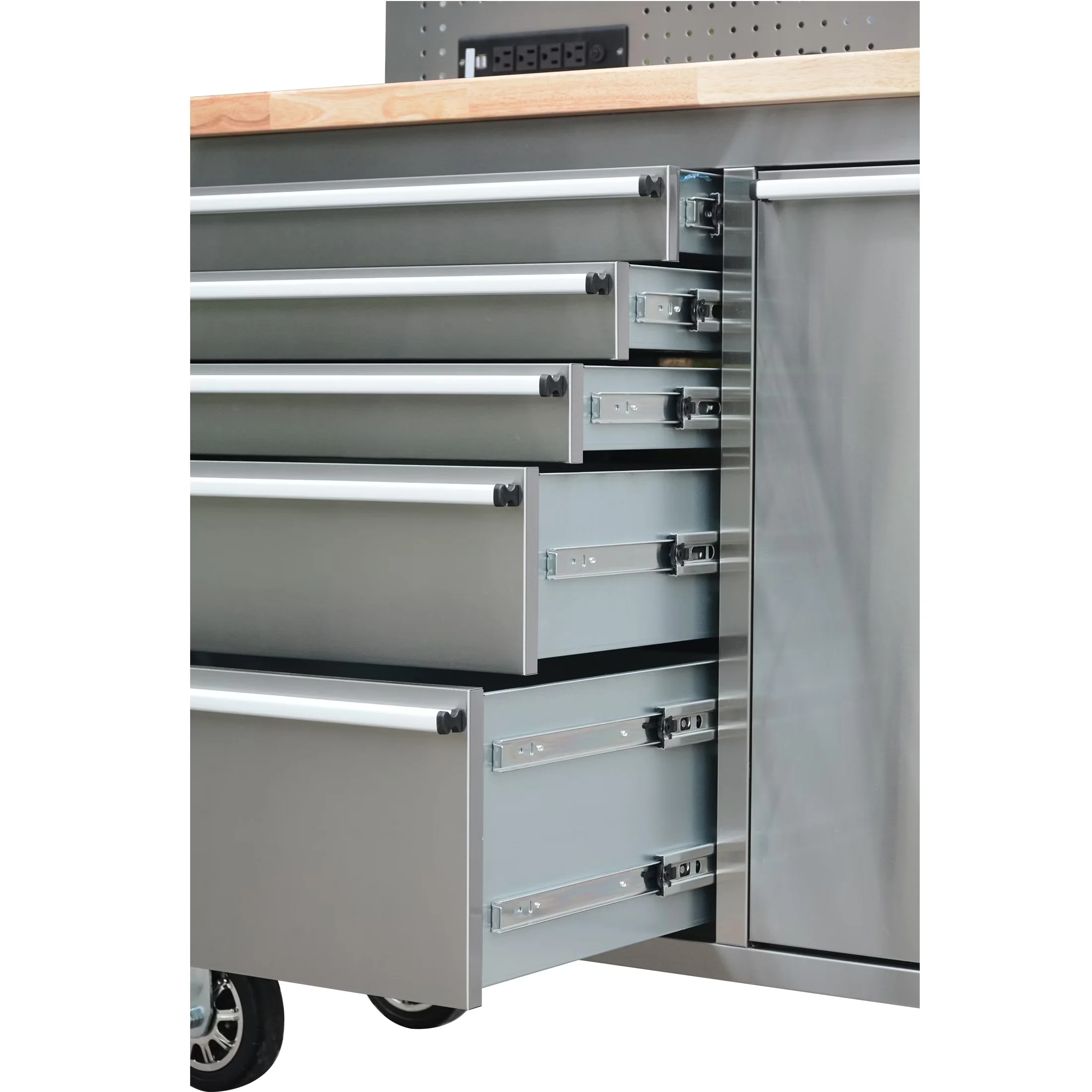 Professional Toolstorage with Tool Organizer, Rolling, Storage - Silver Stainless Steel for Garage Model F7A610