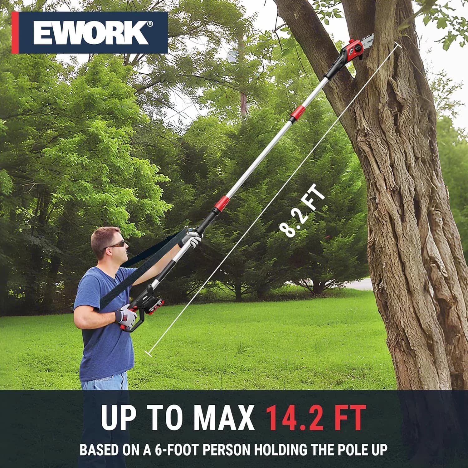 Quality Pole Saw with Battery, 20V, Automatic Chain Oiler - Black for Multiple Applications Model 792F6A