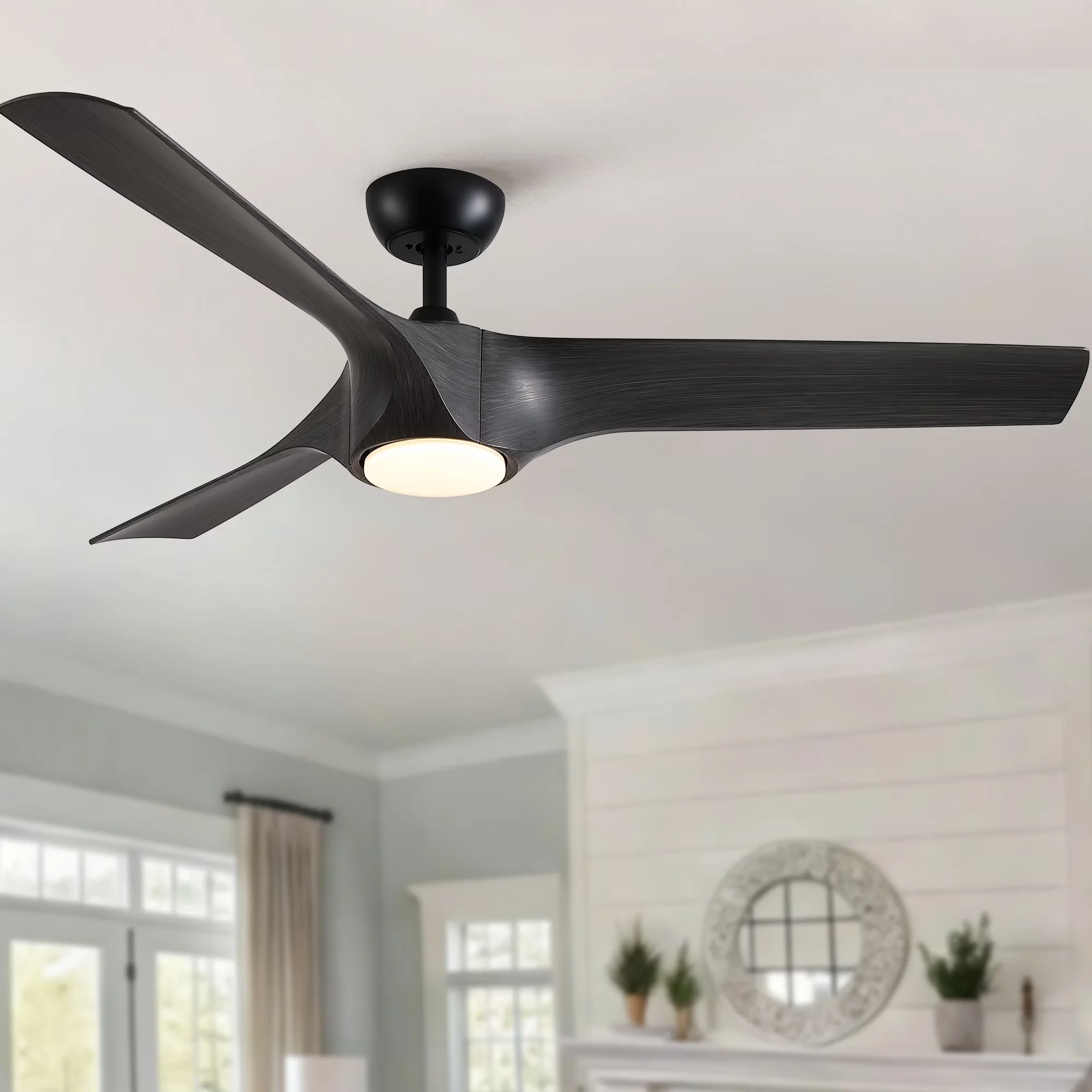 Durable Ceiling Fan with LED, 6-Speed Remote Control Timer for Living Room, Large - Model 609C38