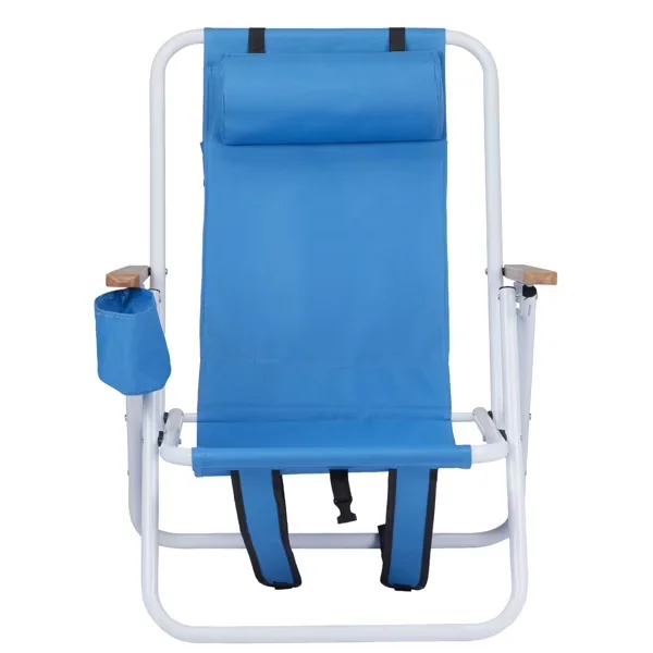 Sleek Beach Chair with Folding, 2 Pack Chairs, Headrest & Cup Holder - Blue Model 792464