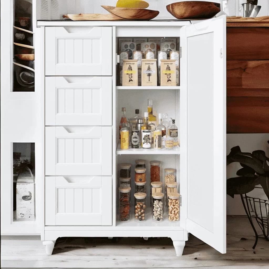 Modern Kitchen Renovation with Modern, Adjustable Shelves - Mdf Board, Metal White Model 0C2FF1